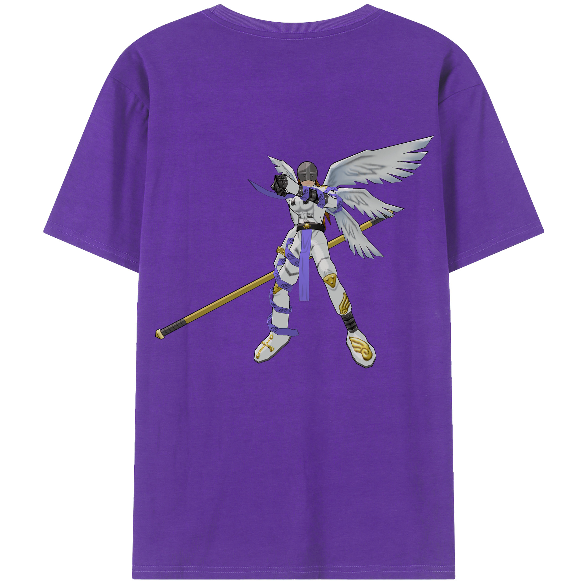 （画像用） Digimon デジタルモンスター/デジモン 綿100％ メンズ半袖Tシャツ（バックプリント） 通気性