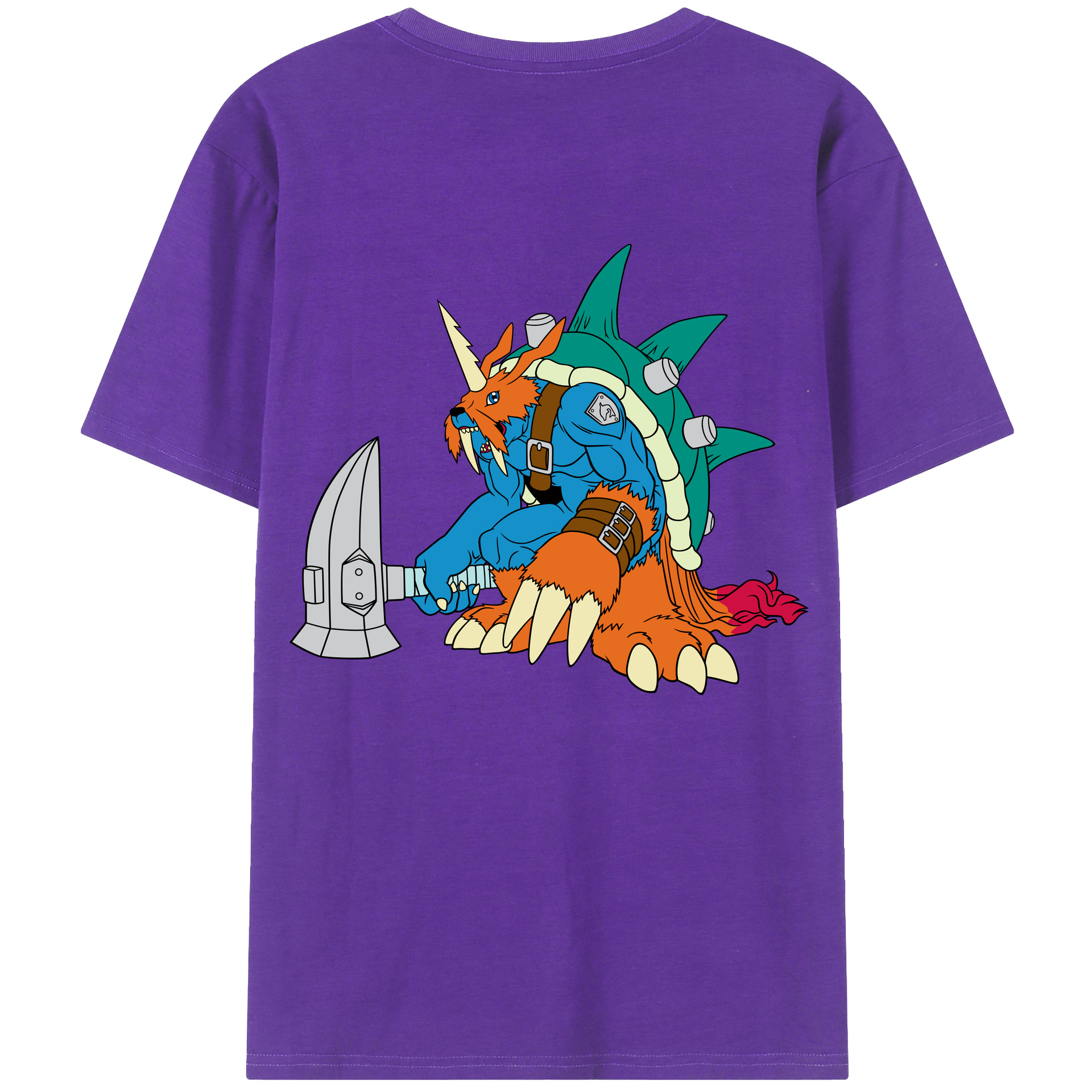（画像用） Digimon デジタルモンスター/デジモン 綿100％ メンズ半袖Tシャツ（バックプリント） 通気性