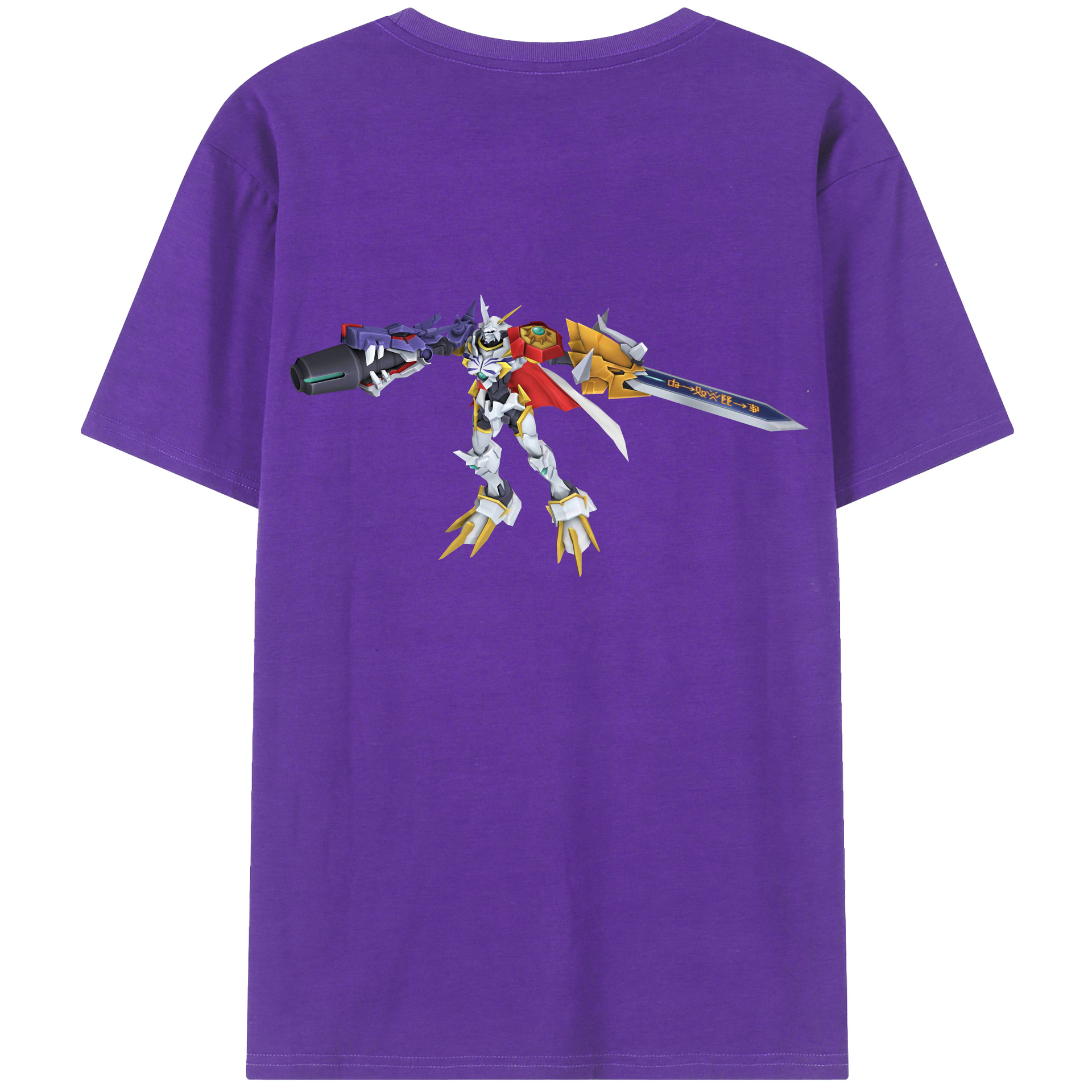 （画像用） Digimon デジタルモンスター/デジモン 綿100％ メンズ半袖Tシャツ（バックプリント） 通気性