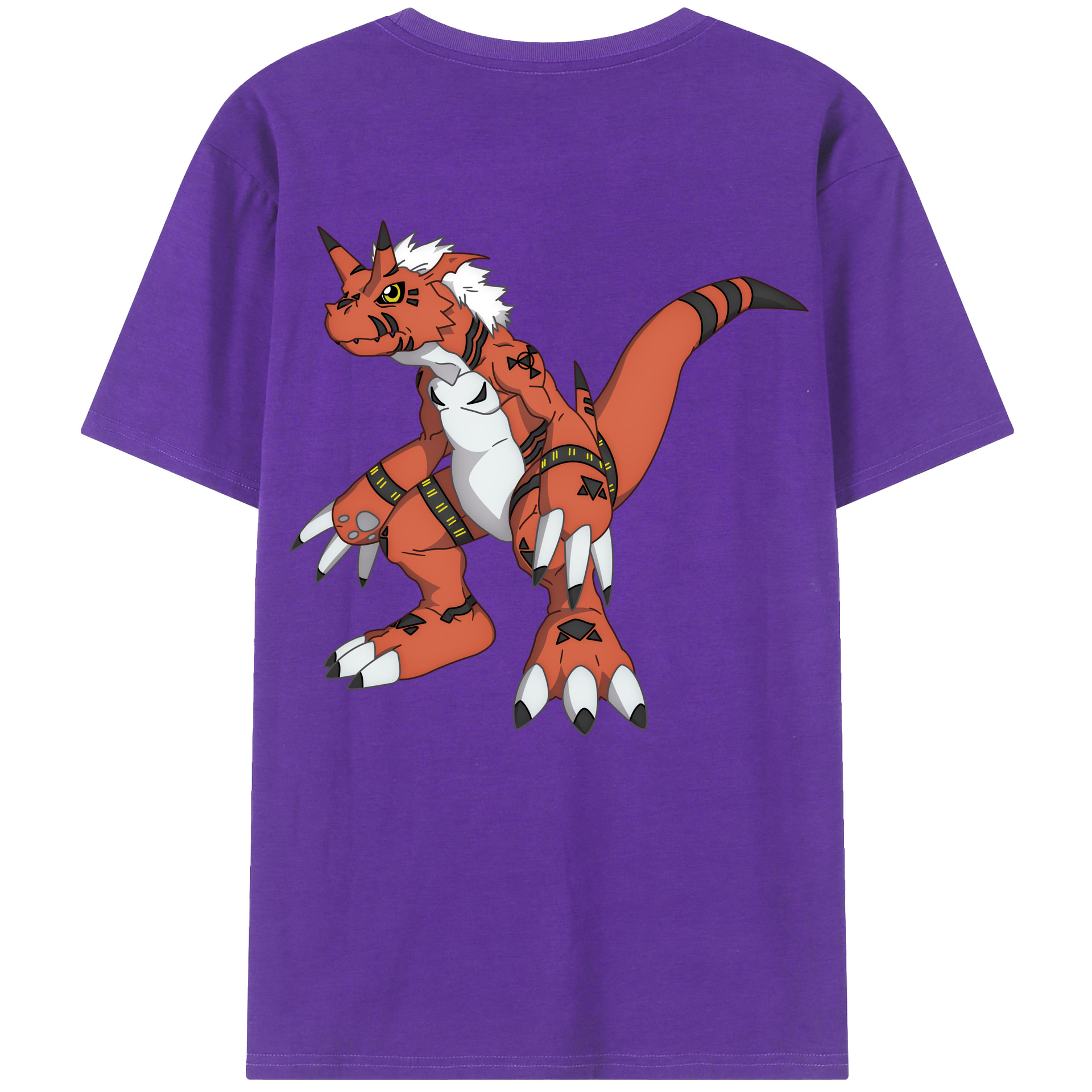 （画像用） Digimon デジタルモンスター/デジモン 綿100％ メンズ半袖Tシャツ（バックプリント） 通気性