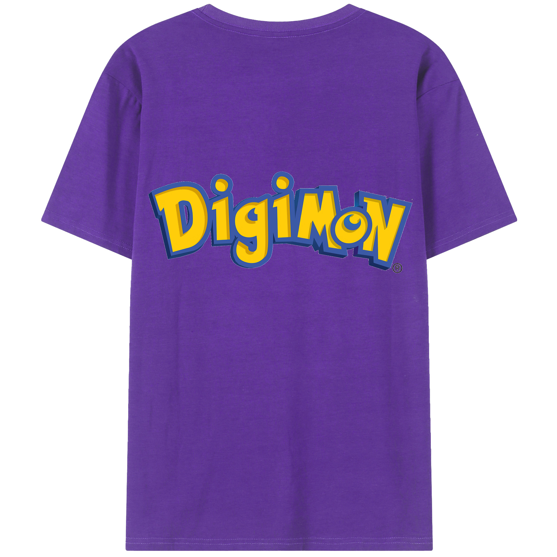 （画像用） Digimon デジタルモンスター/デジモン 綿100％ メンズ半袖Tシャツ（バックプリント） 通気性
