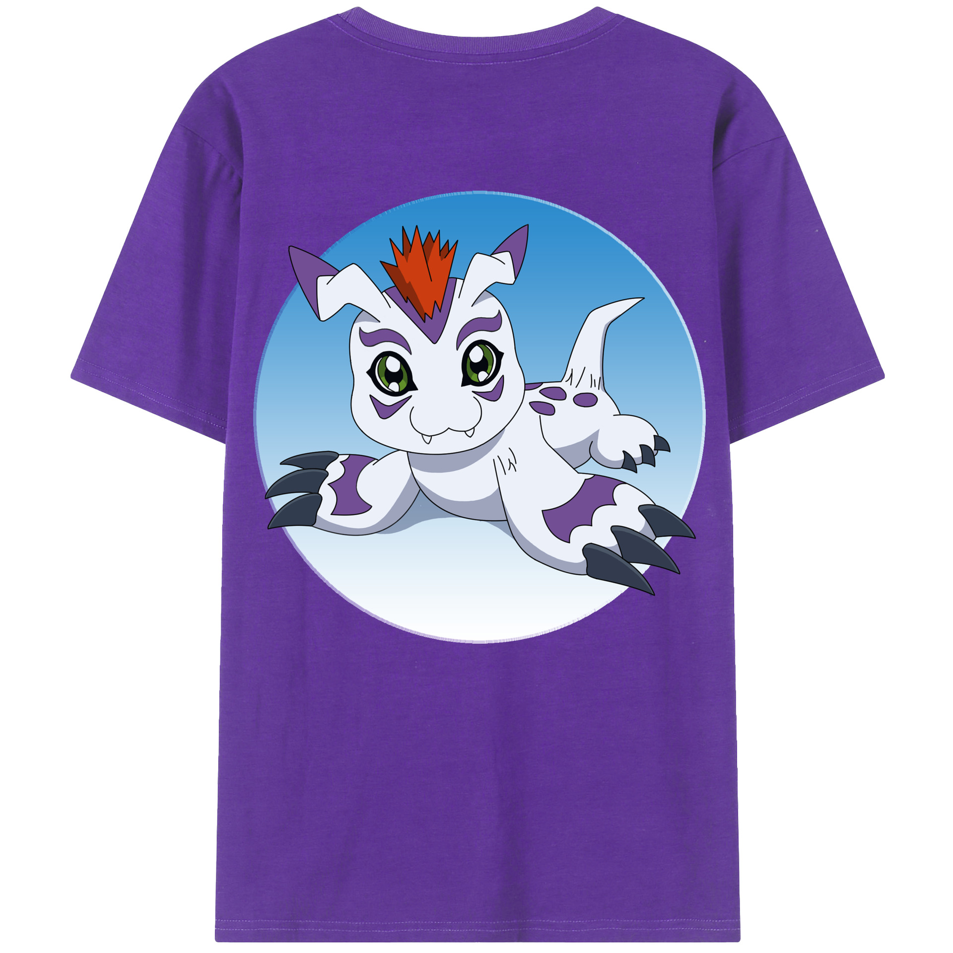 （画像用） Digimon デジタルモンスター/デジモン 綿100％ メンズ半袖Tシャツ（バックプリント） 通気性