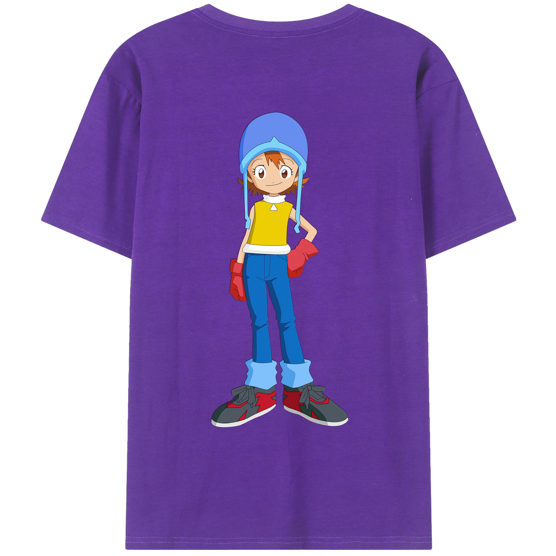 （画像用） Digimon デジタルモンスター/デジモン 綿100％ メンズ半袖Tシャツ（バックプリント） 通気性