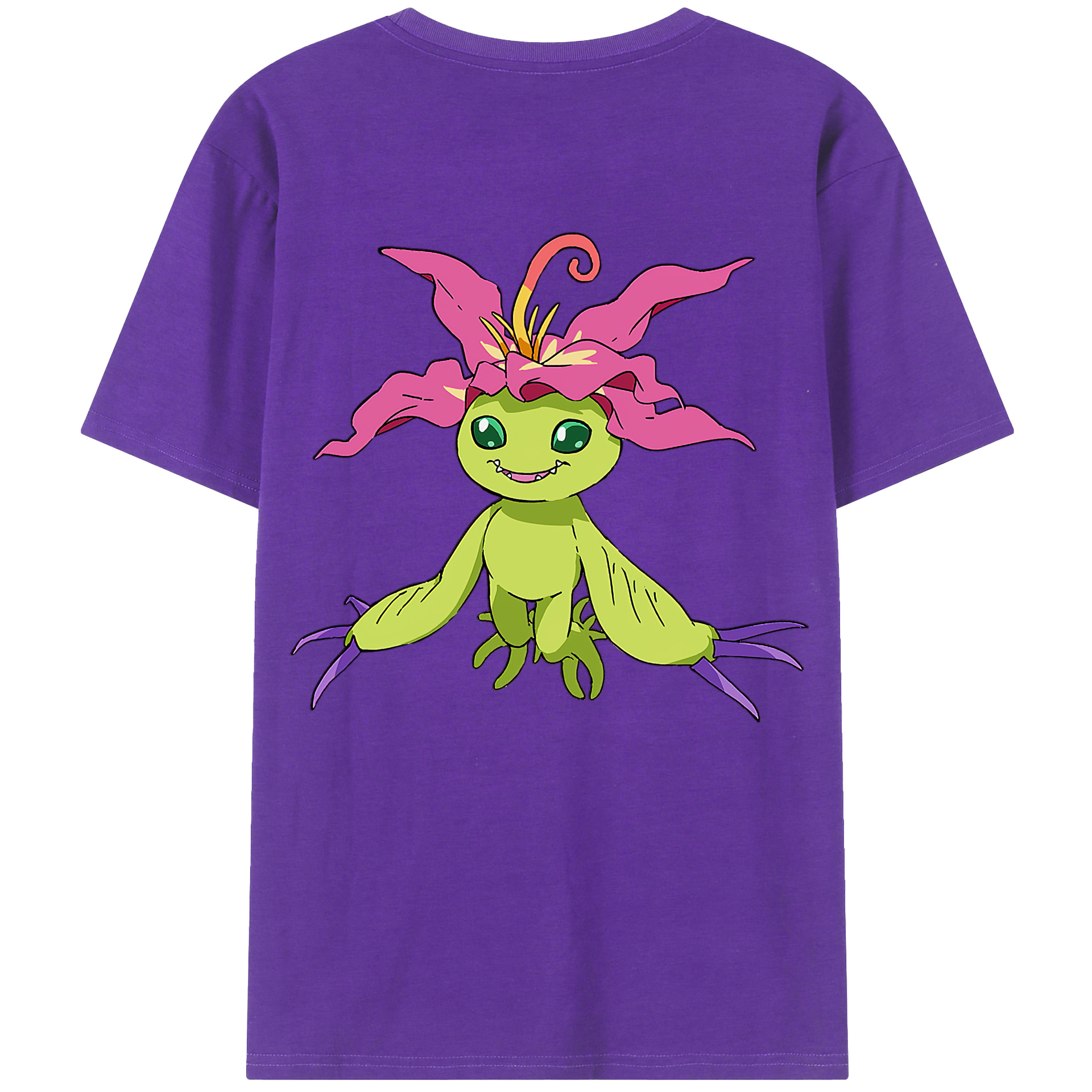 （画像用） Digimon デジタルモンスター/デジモン 綿100％ メンズ半袖Tシャツ（バックプリント） 通気性