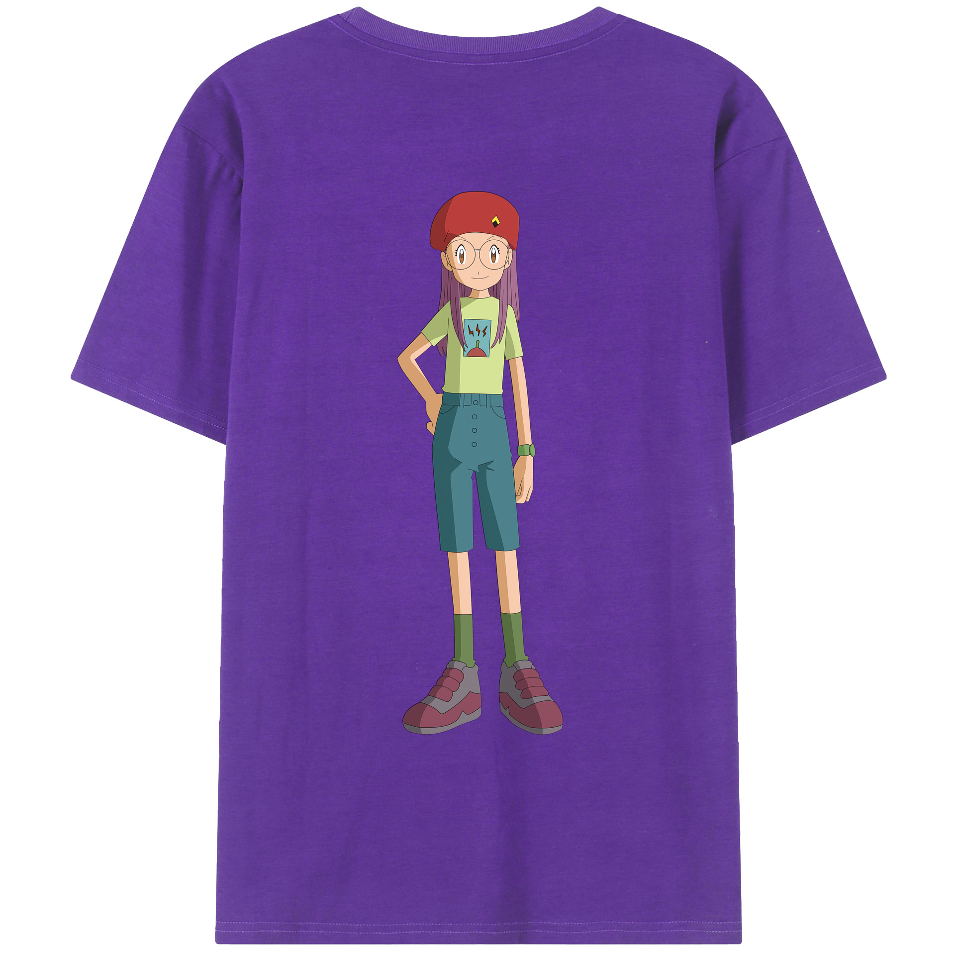 （画像用） Digimon デジタルモンスター/デジモン 綿100％ メンズ半袖Tシャツ（バックプリント） 通気性