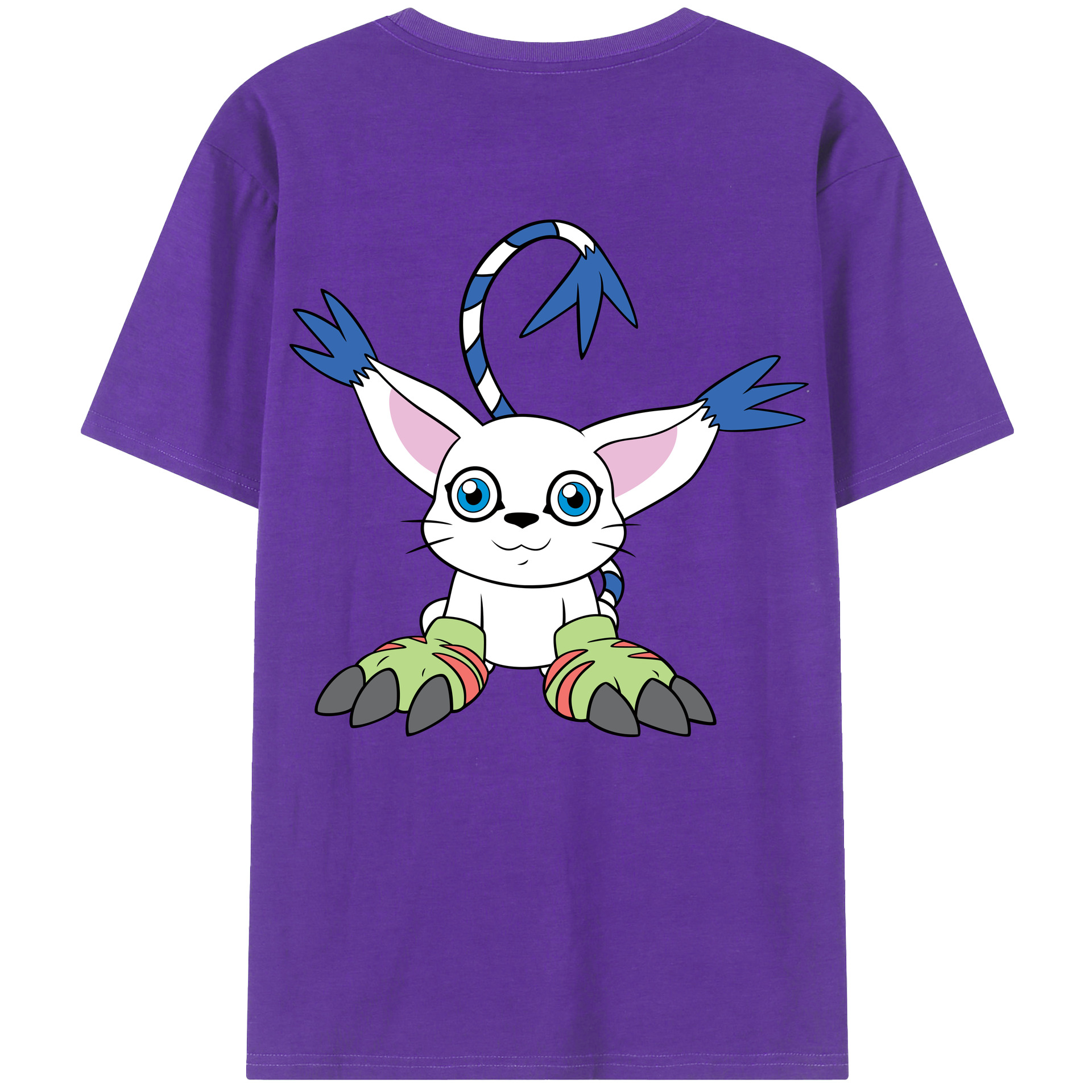 （画像用） Digimon デジタルモンスター/デジモン 綿100％ メンズ半袖Tシャツ（バックプリント） 通気性