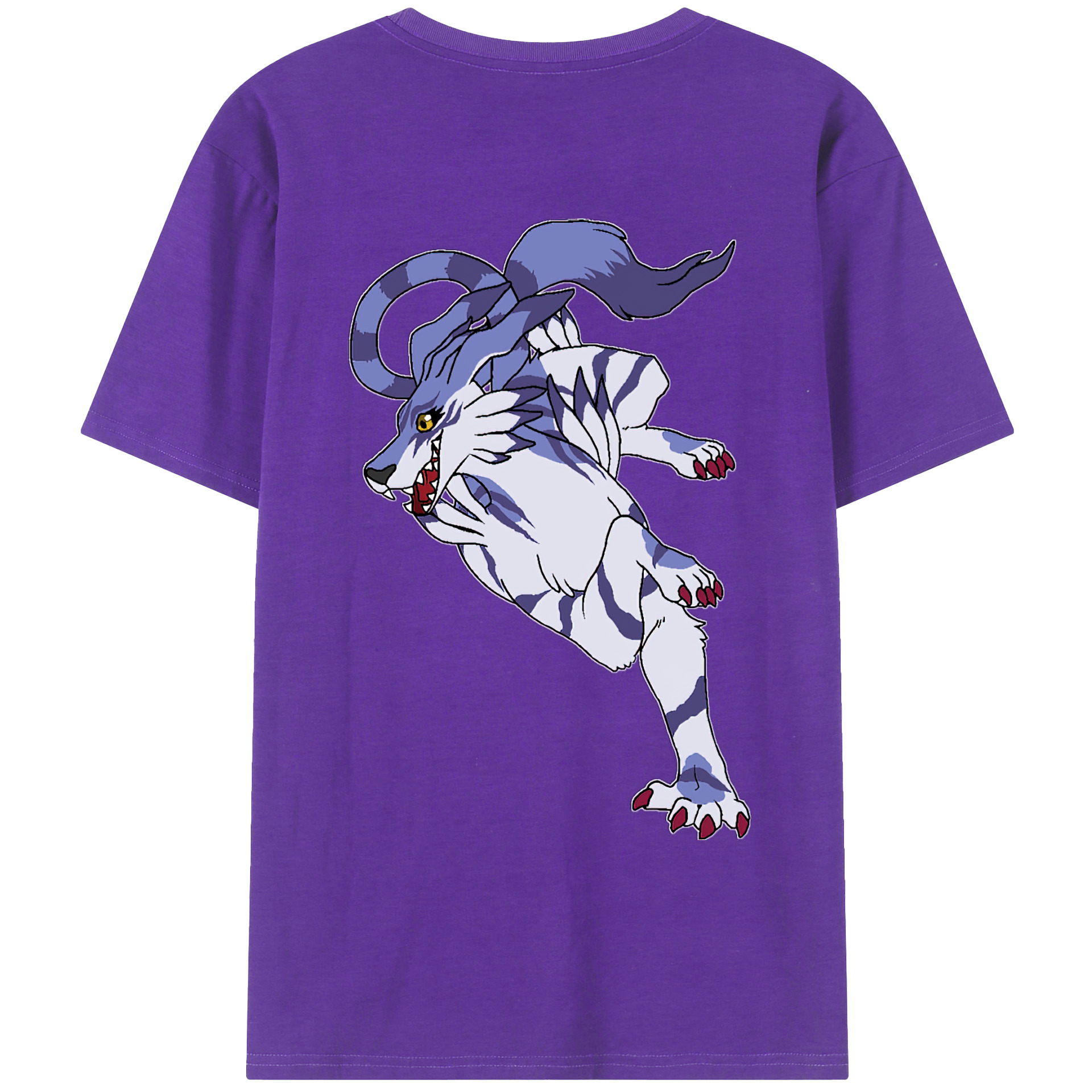 （画像用） Digimon デジタルモンスター/デジモン 綿100％ メンズ半袖Tシャツ（バックプリント） 通気性