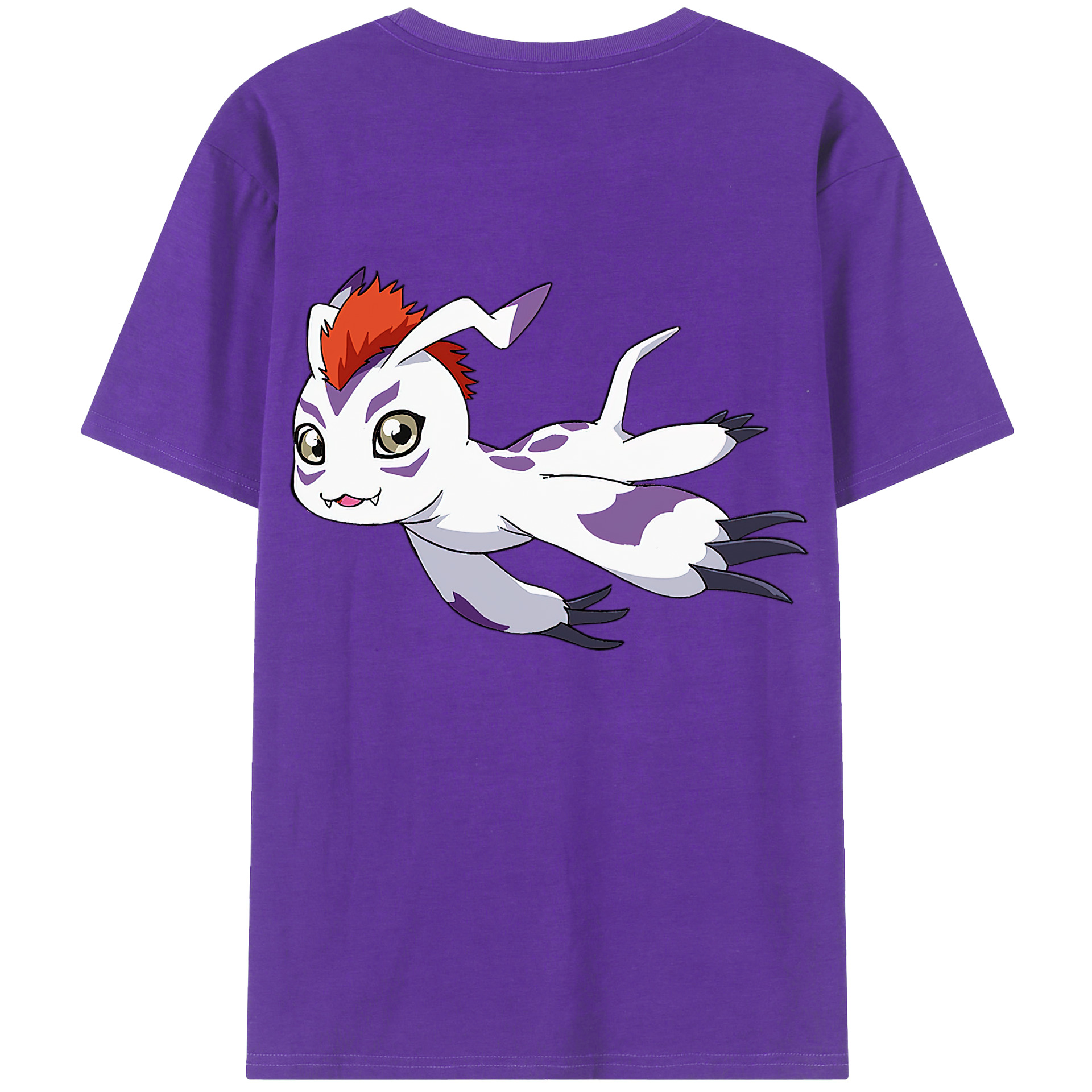 （画像用） Digimon デジタルモンスター/デジモン 綿100％ メンズ半袖Tシャツ（バックプリント） 通気性