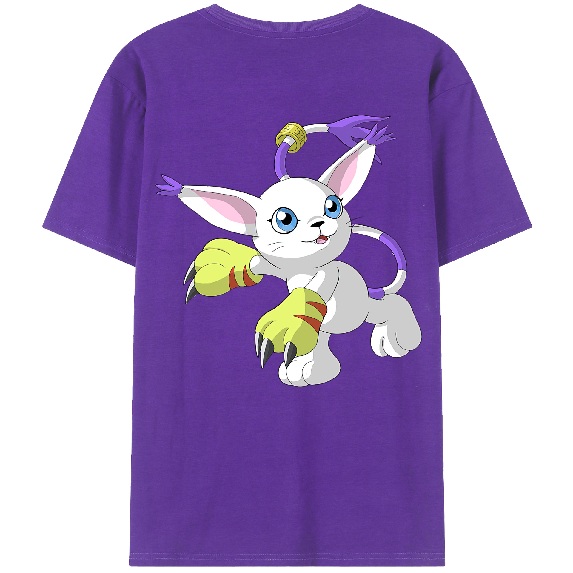 （画像用） Digimon デジタルモンスター/デジモン 綿100％ メンズ半袖Tシャツ（バックプリント） 通気性