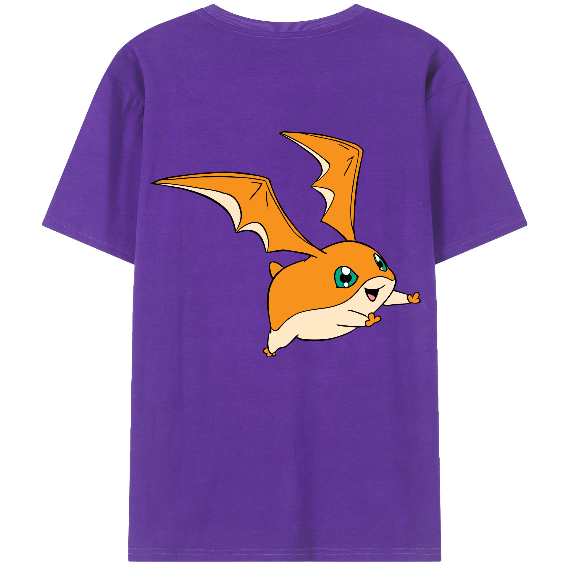 （画像用） Digimon デジタルモンスター/デジモン 綿100％ メンズ半袖Tシャツ（バックプリント） 通気性