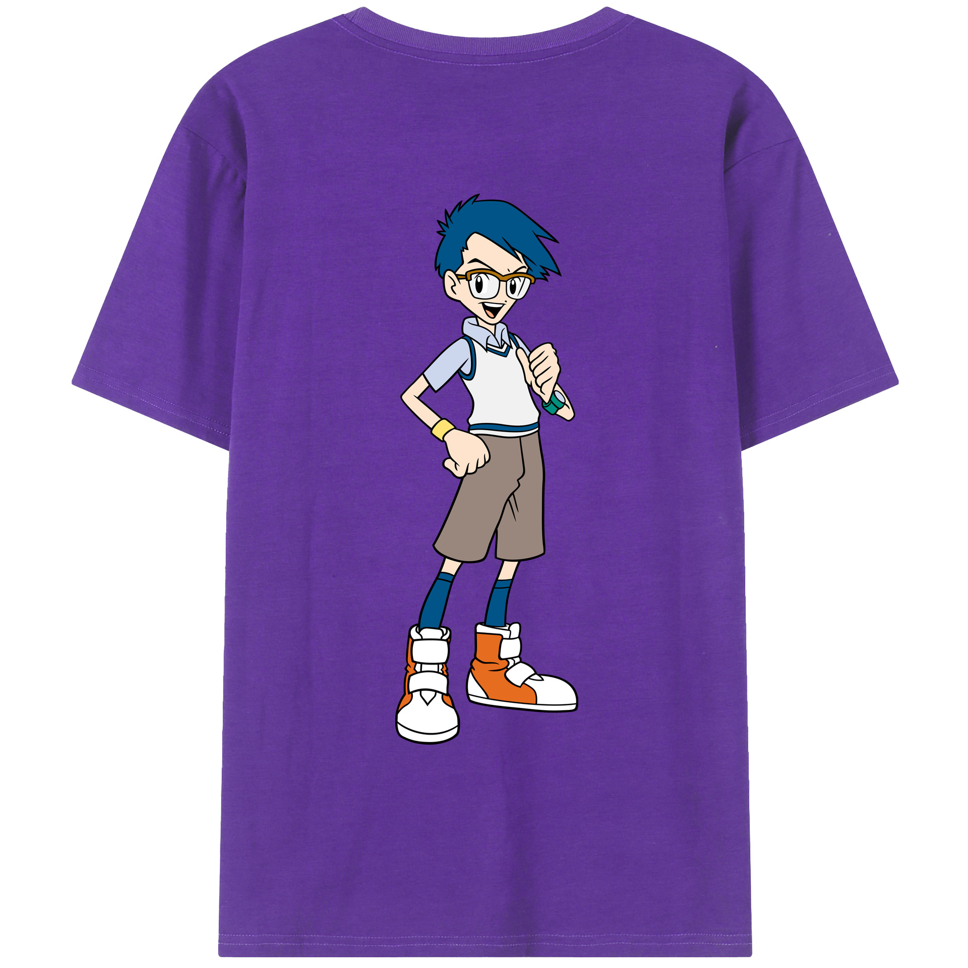 （画像用） Digimon デジタルモンスター/デジモン 綿100％ メンズ半袖Tシャツ（バックプリント） 通気性
