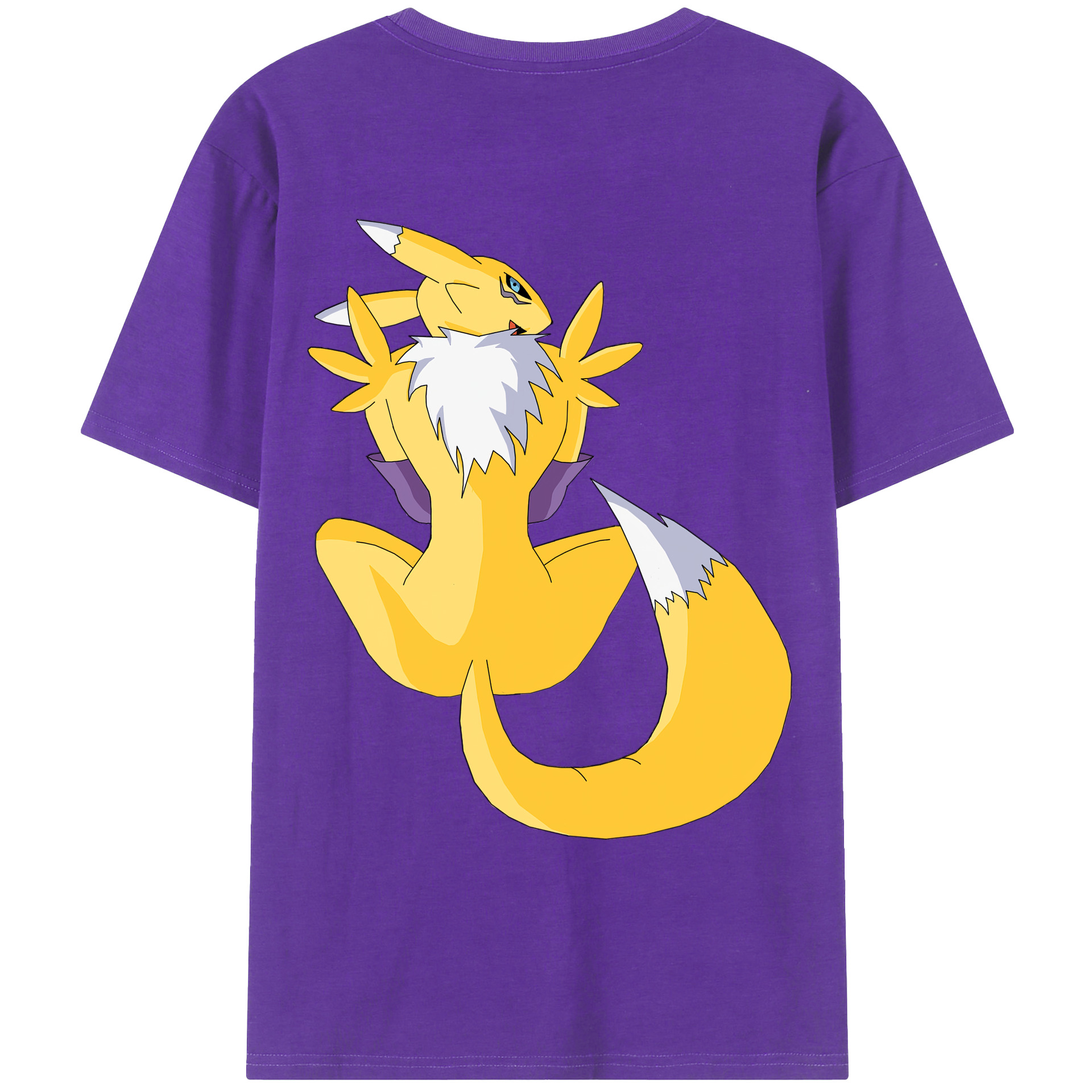 （画像用） Digimon デジタルモンスター/デジモン 綿100％ メンズ半袖Tシャツ（バックプリント） 通気性