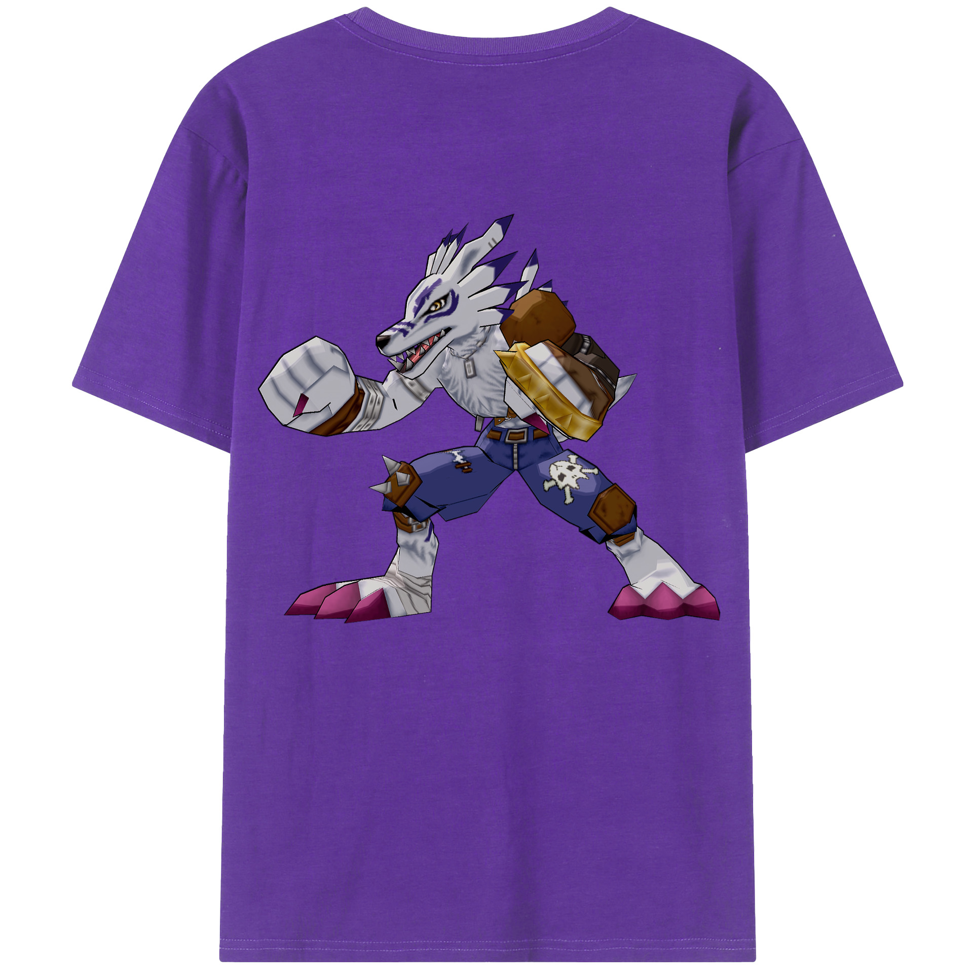 （画像用） Digimon デジタルモンスター/デジモン 綿100％ メンズ半袖Tシャツ（バックプリント） 通気性