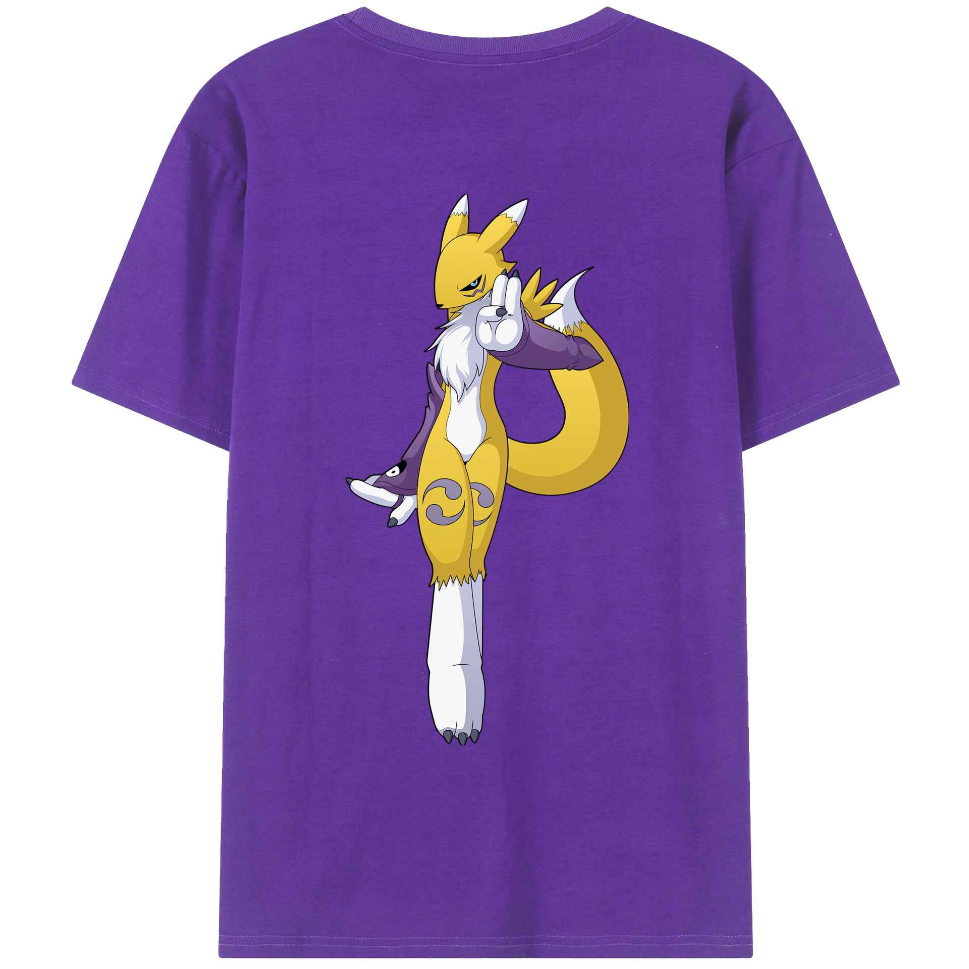 （画像用） Digimon デジタルモンスター/デジモン 綿100％ メンズ半袖Tシャツ（バックプリント） 通気性