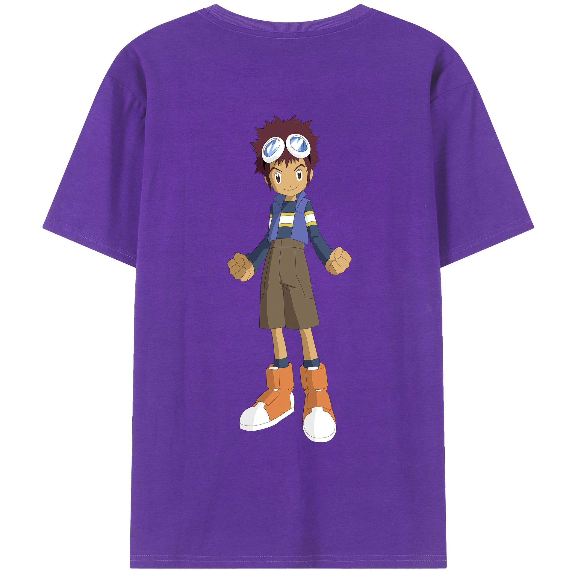 （画像用） Digimon デジタルモンスター/デジモン 綿100％ メンズ半袖Tシャツ（バックプリント） 通気性