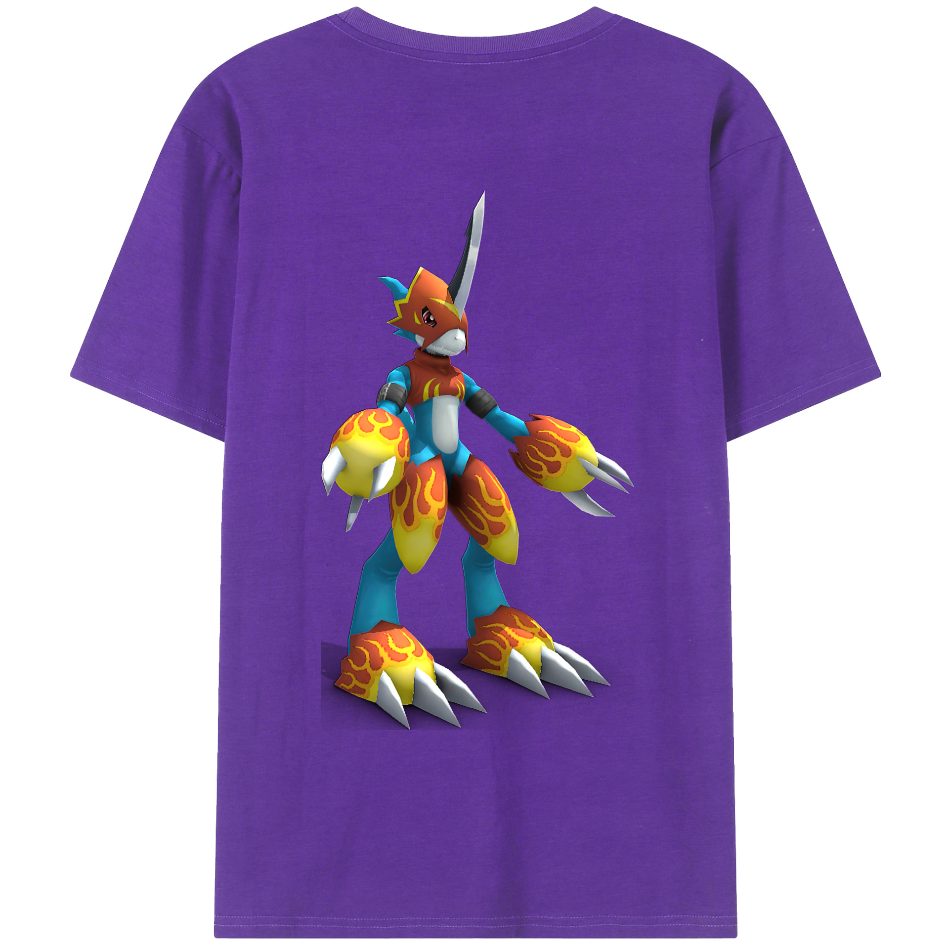 （画像用） Digimon デジタルモンスター/デジモン 綿100％ メンズ半袖Tシャツ（バックプリント） 通気性