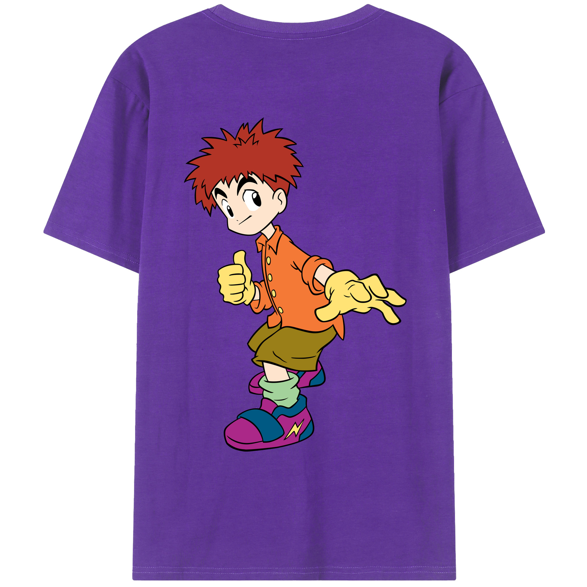 （画像用） Digimon デジタルモンスター/デジモン 綿100％ メンズ半袖Tシャツ（バックプリント） 通気性
