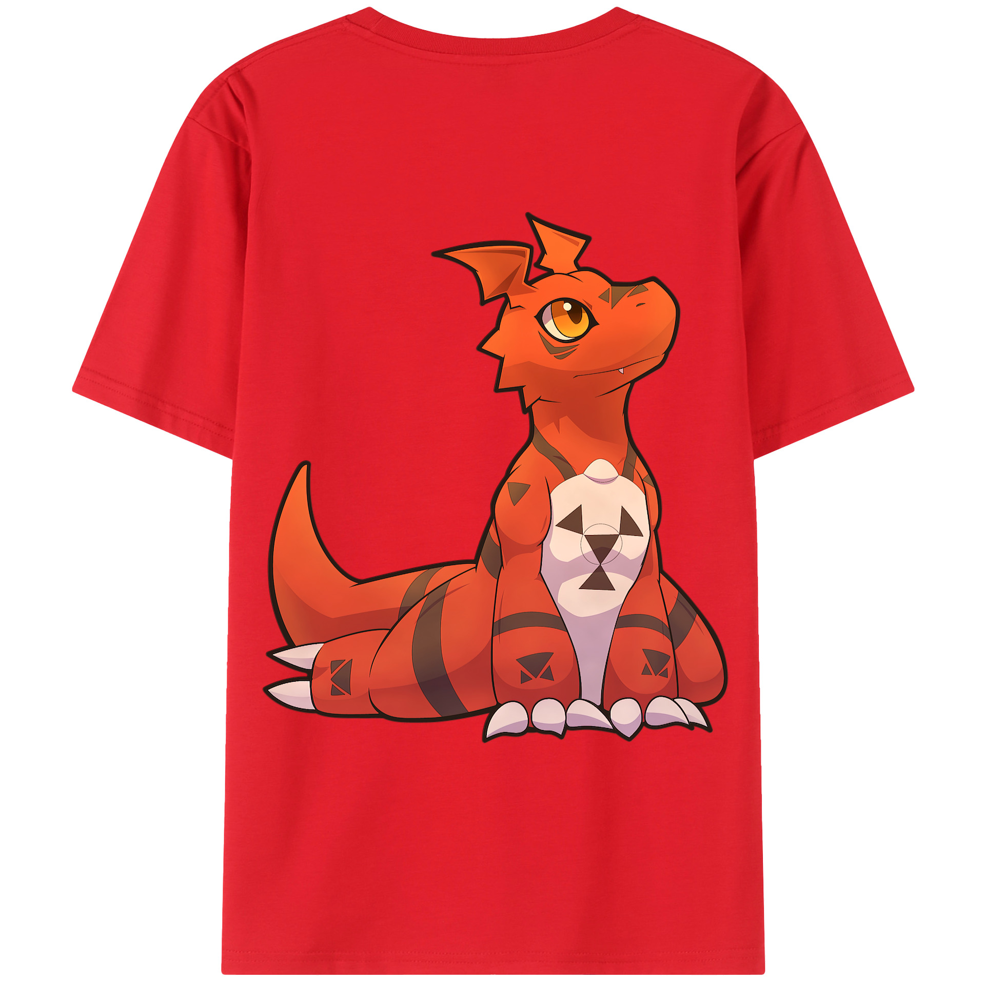 （画像用） Digimon デジタルモンスター/デジモン 綿100％ メンズ半袖Tシャツ（バックプリント） 通気性