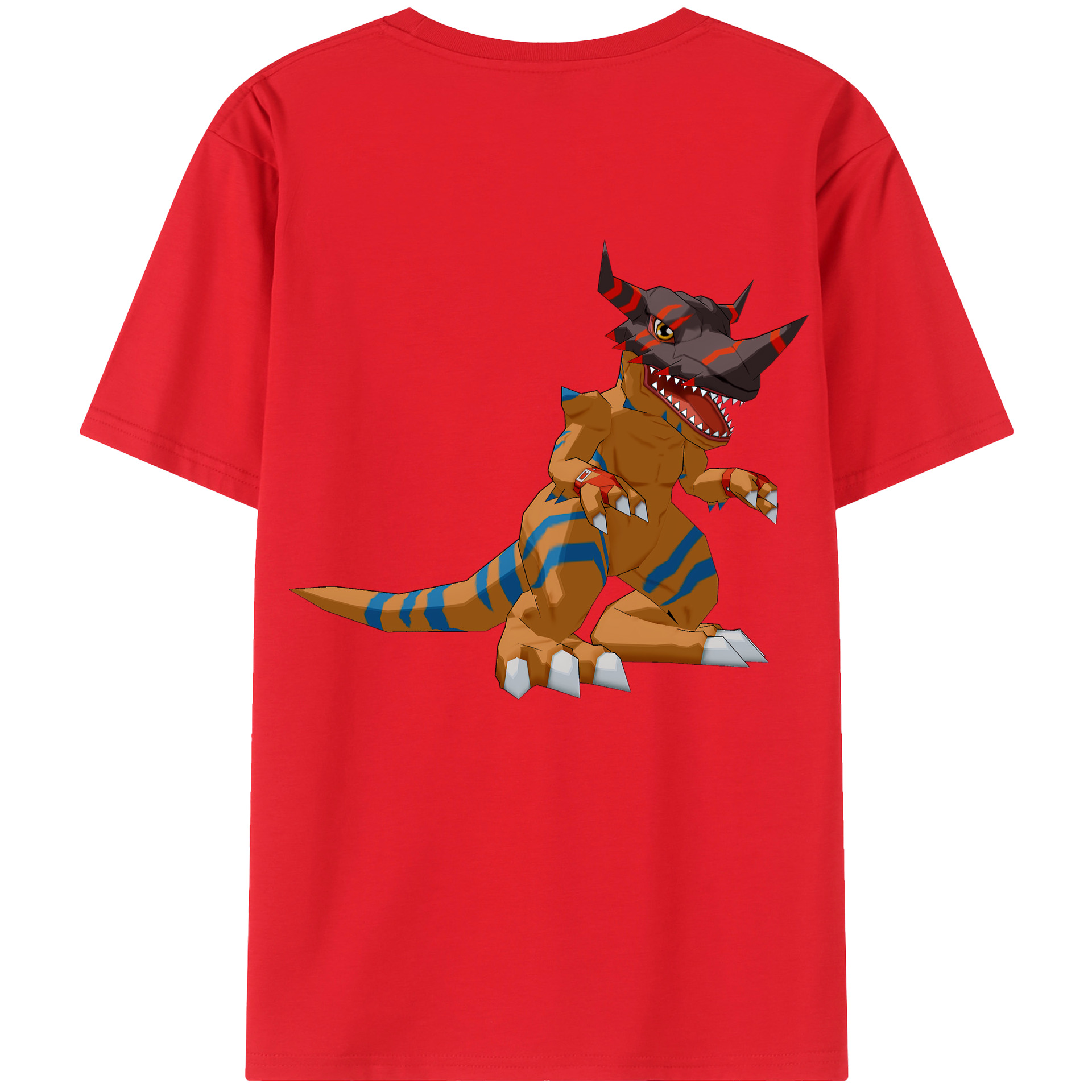（画像用） Digimon デジタルモンスター/デジモン 綿100％ メンズ半袖Tシャツ（バックプリント） 通気性