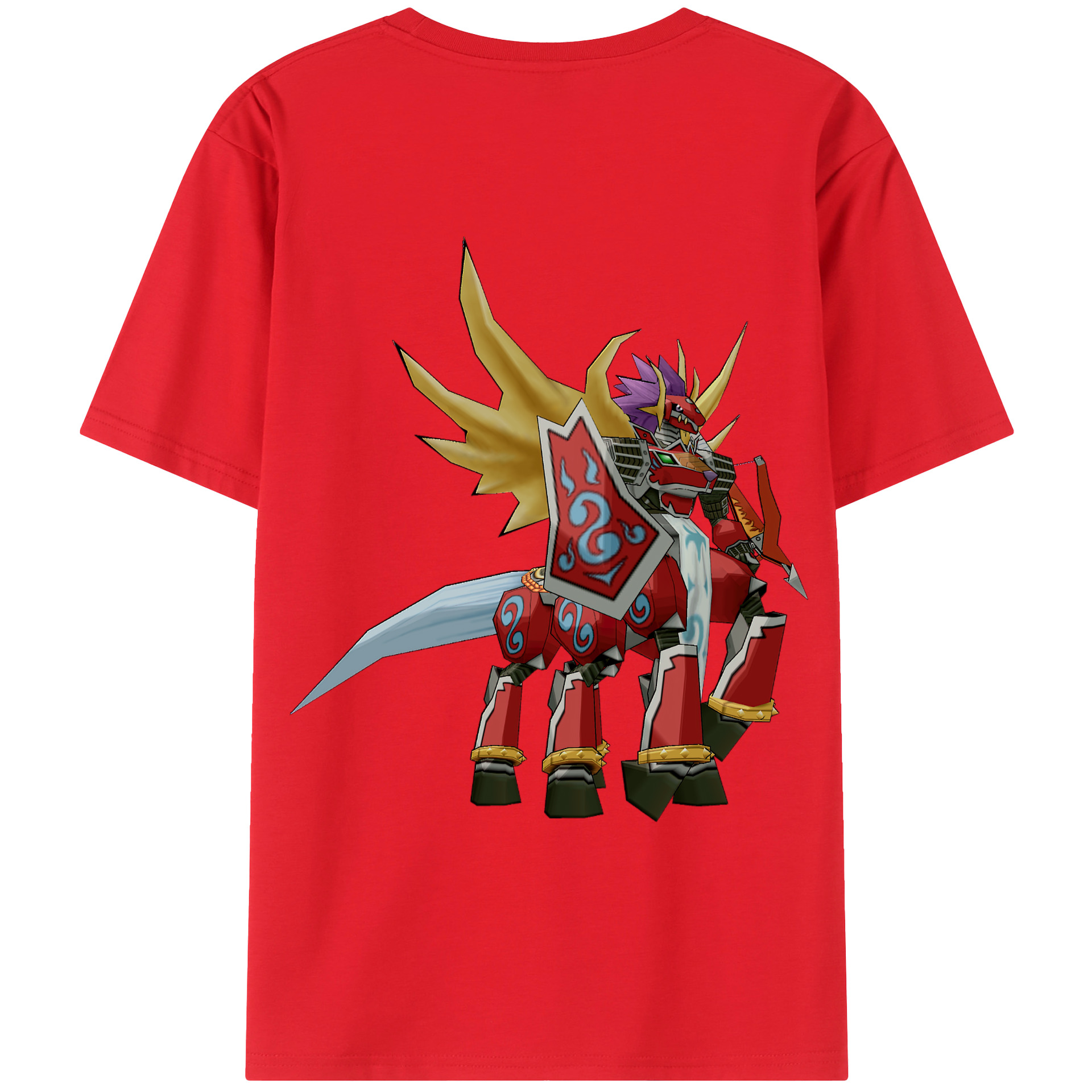 （画像用） Digimon デジタルモンスター/デジモン 綿100％ メンズ半袖Tシャツ（バックプリント） 通気性