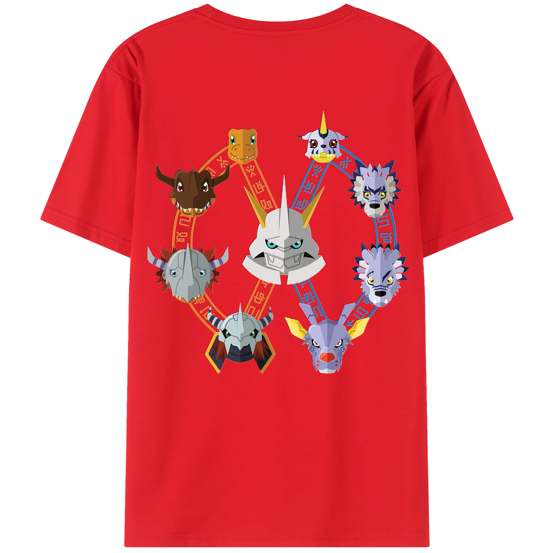 （画像用） Digimon デジタルモンスター/デジモン 綿100％ メンズ半袖Tシャツ（バックプリント） 通気性