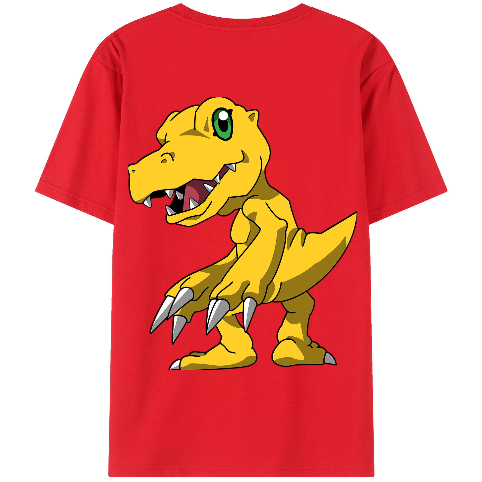 （画像用） Digimon デジタルモンスター/デジモン 綿100％ メンズ半袖Tシャツ（バックプリント） 通気性