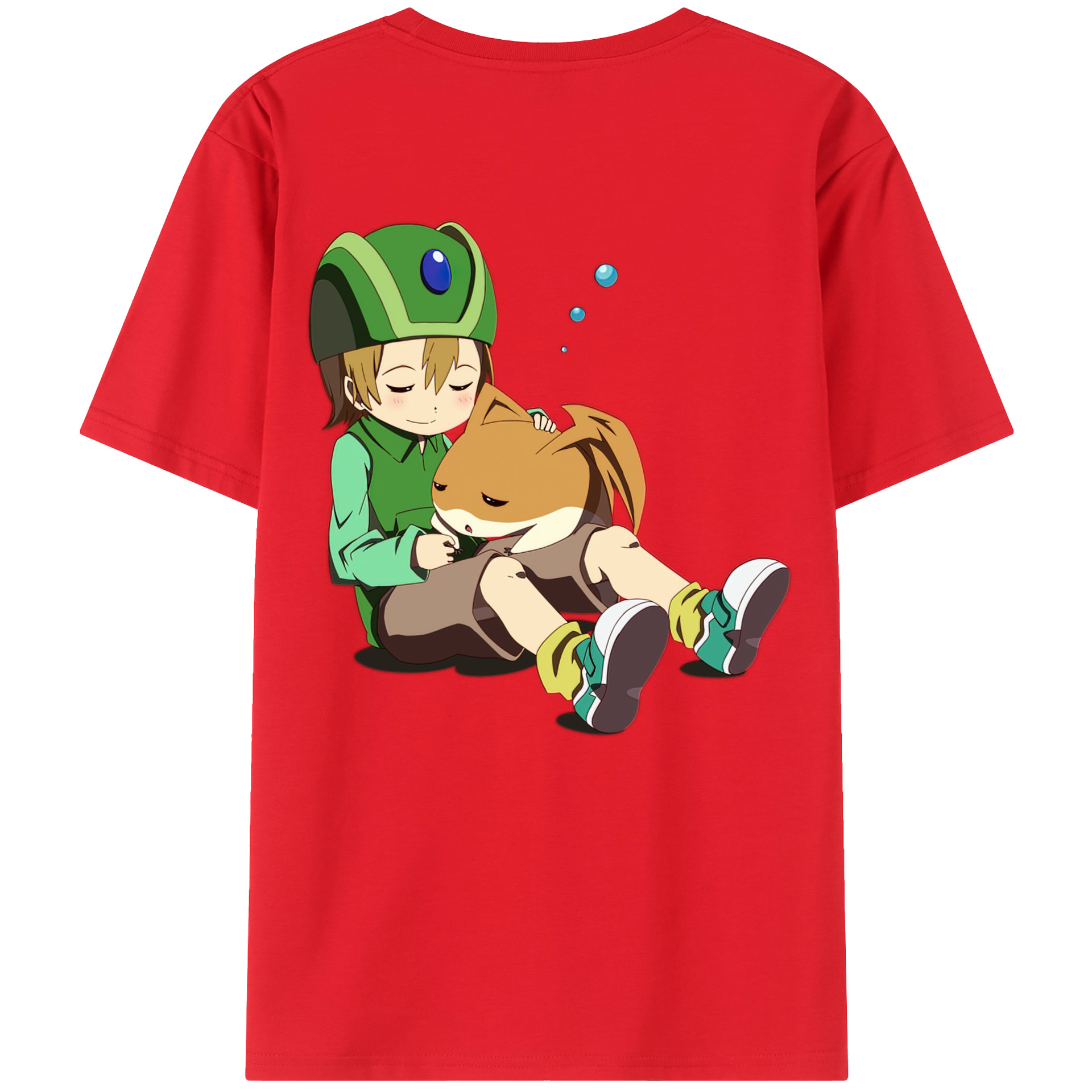 （画像用） Digimon デジタルモンスター/デジモン 綿100％ メンズ半袖Tシャツ（バックプリント） 通気性