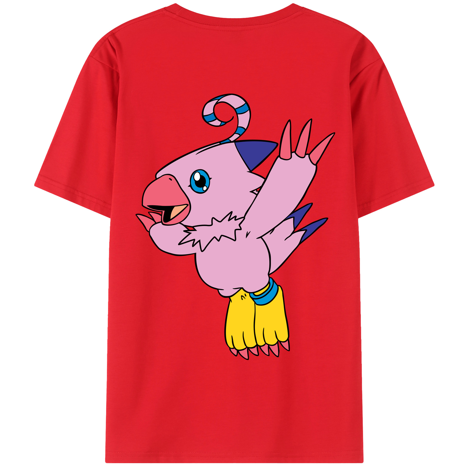 （画像用） Digimon デジタルモンスター/デジモン 綿100％ メンズ半袖Tシャツ（バックプリント） 通気性