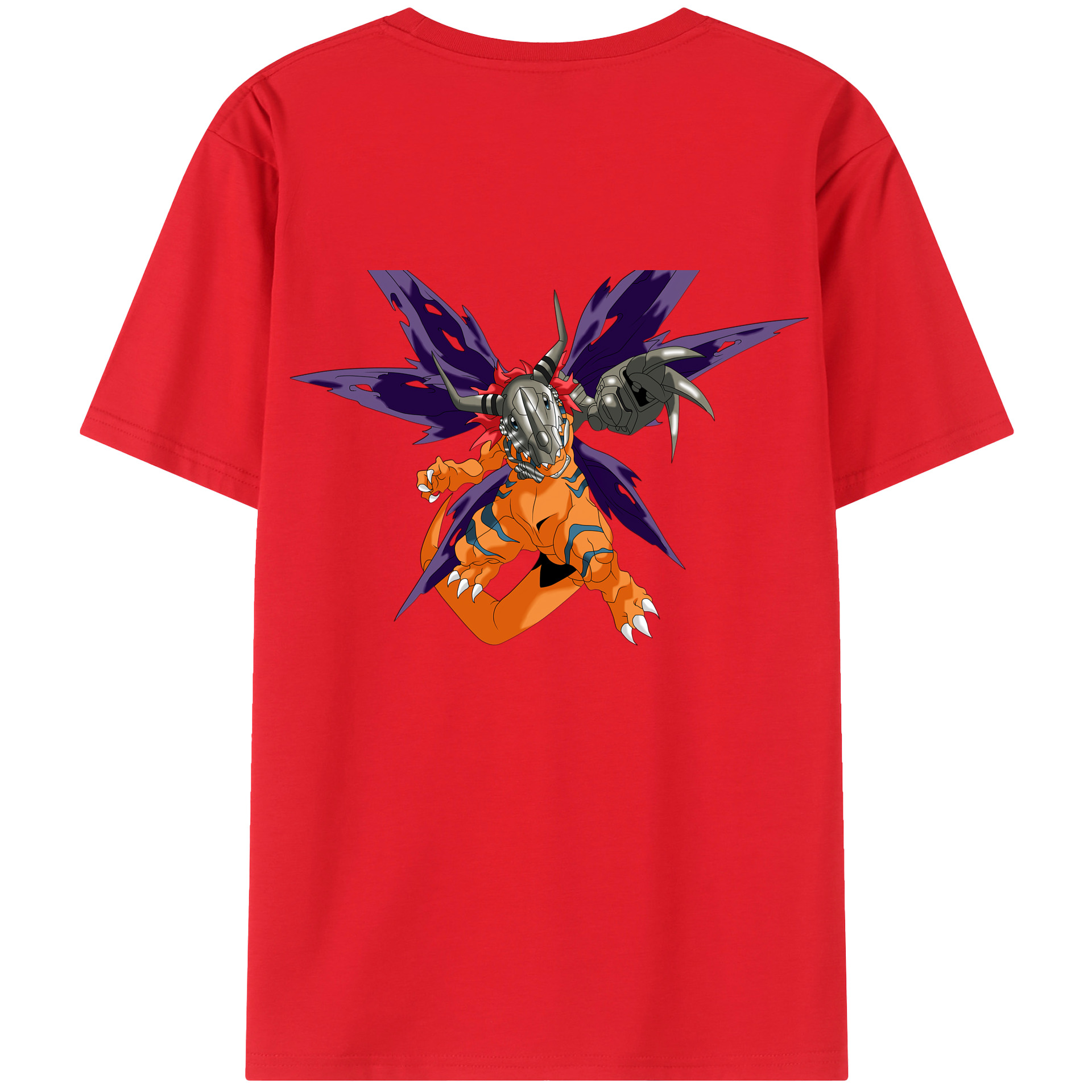 （画像用） Digimon デジタルモンスター/デジモン 綿100％ メンズ半袖Tシャツ（バックプリント） 通気性