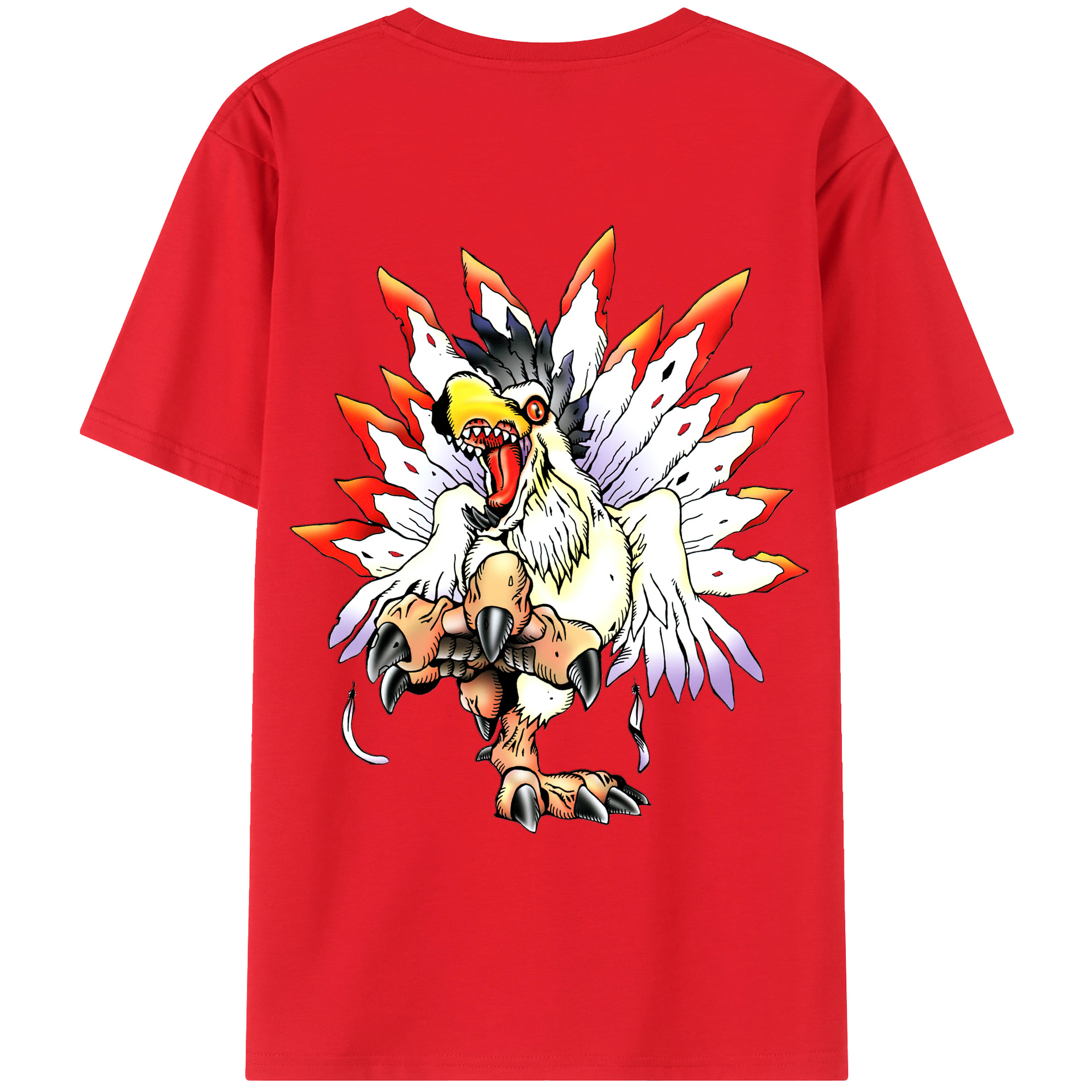 （画像用） Digimon デジタルモンスター/デジモン 綿100％ メンズ半袖Tシャツ（バックプリント） 通気性