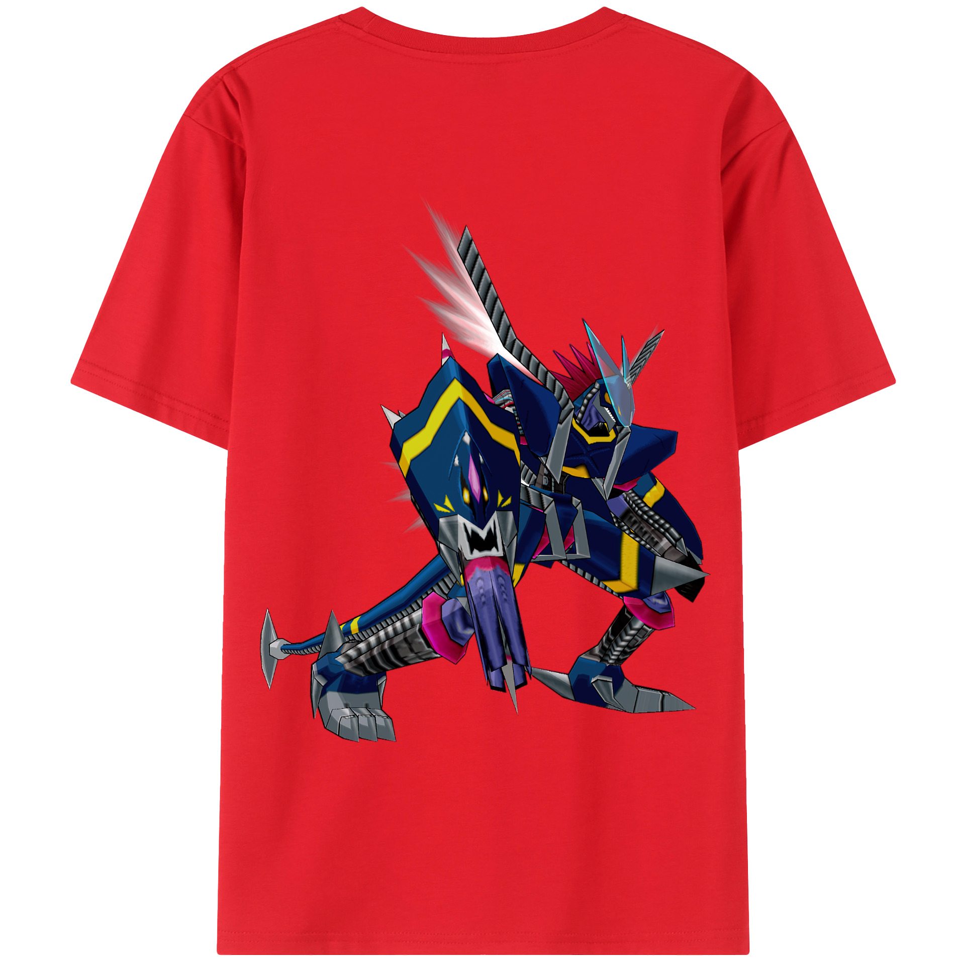 （画像用） Digimon デジタルモンスター/デジモン 綿100％ メンズ半袖Tシャツ（バックプリント） 通気性