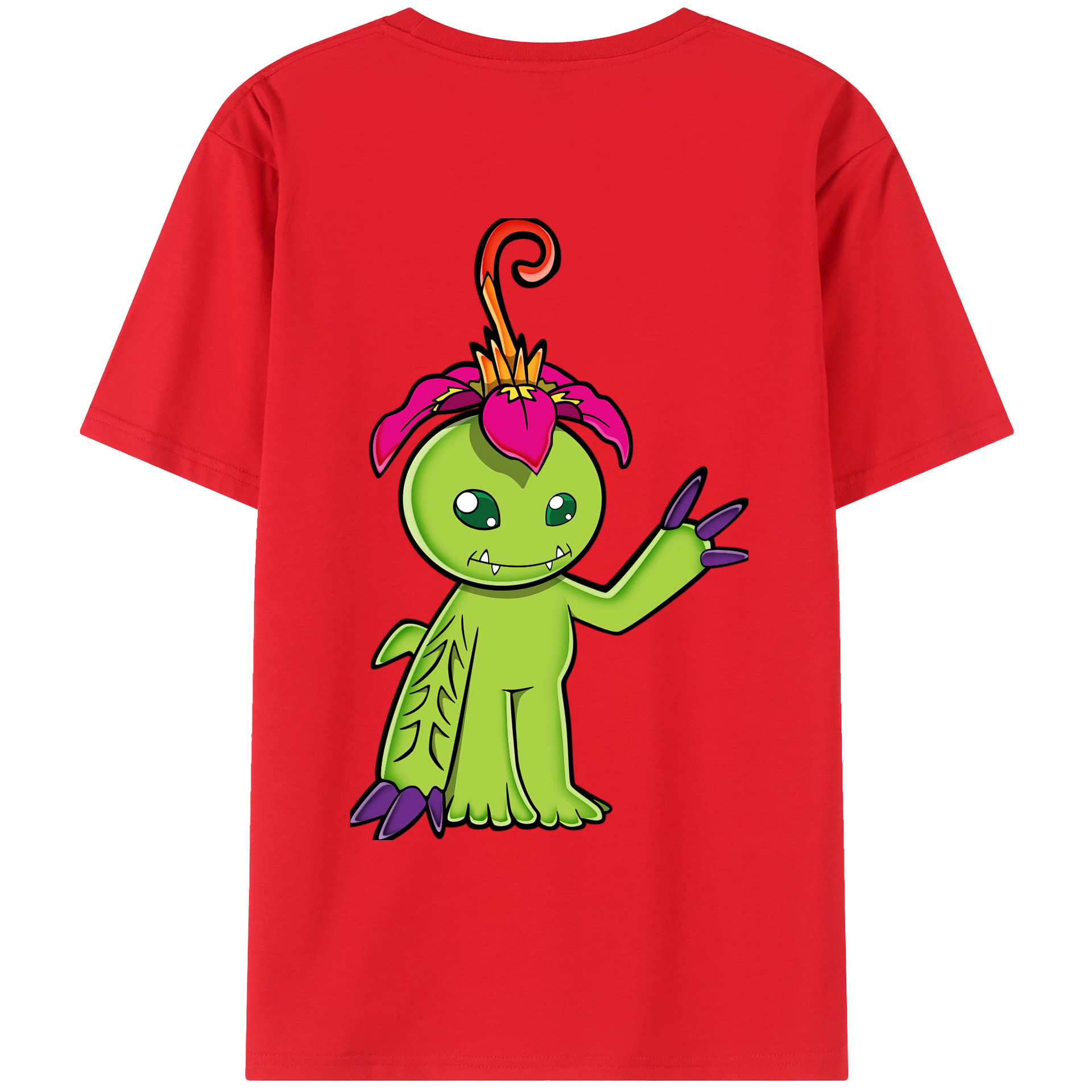 （画像用） Digimon デジタルモンスター/デジモン 綿100％ メンズ半袖Tシャツ（バックプリント） 通気性