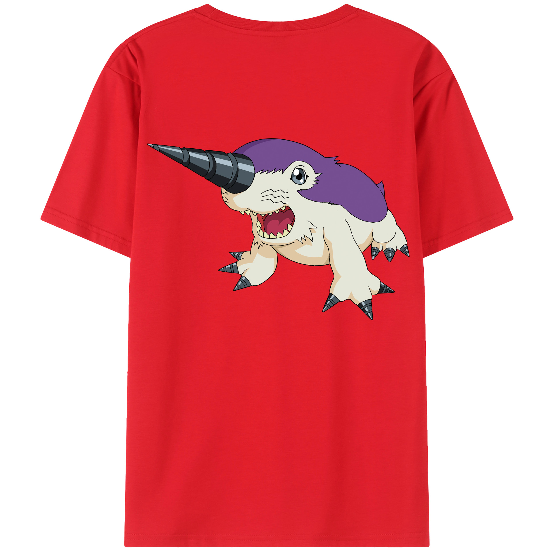 （画像用） Digimon デジタルモンスター/デジモン 綿100％ メンズ半袖Tシャツ（バックプリント） 通気性