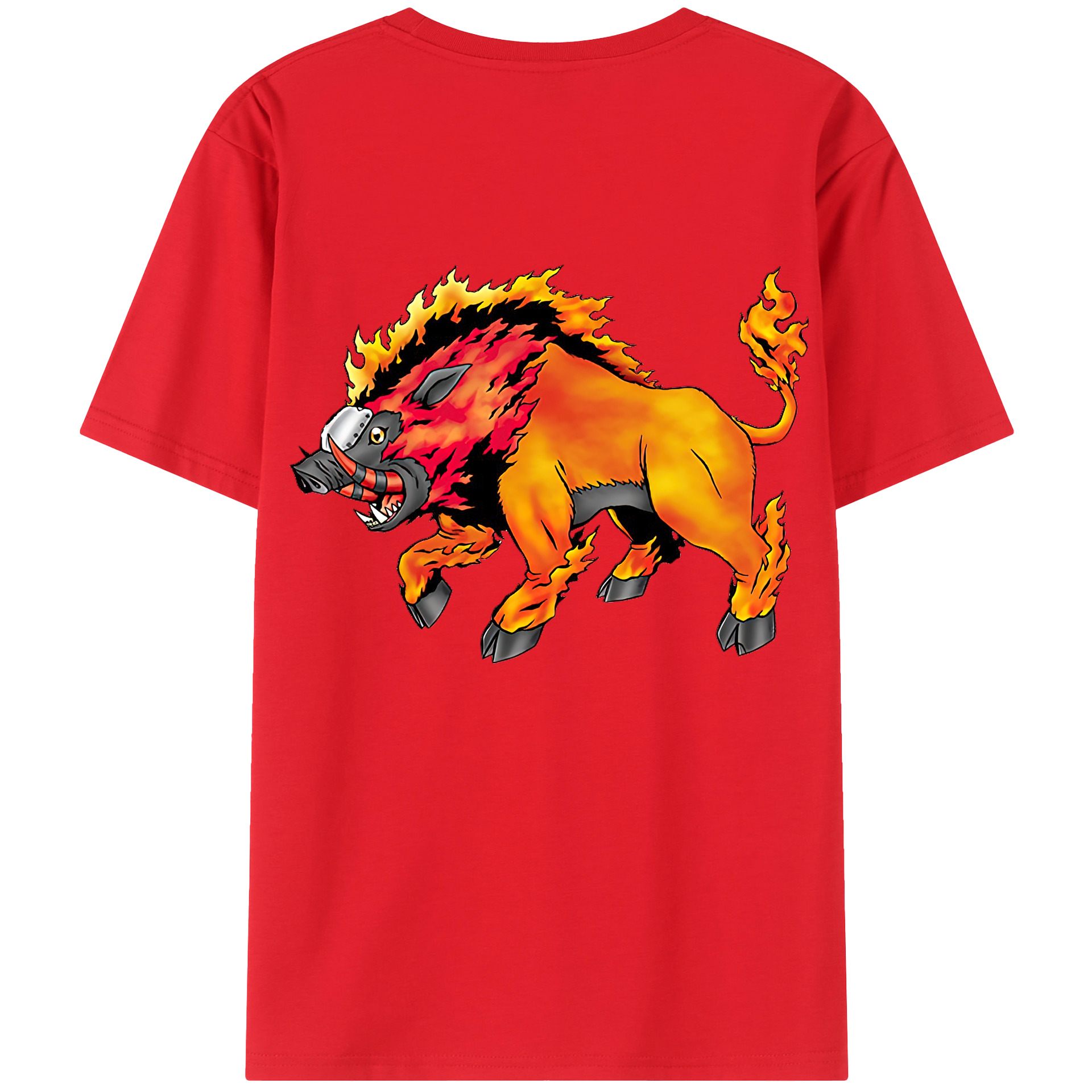 （画像用） Digimon デジタルモンスター/デジモン 綿100％ メンズ半袖Tシャツ（バックプリント） 通気性
