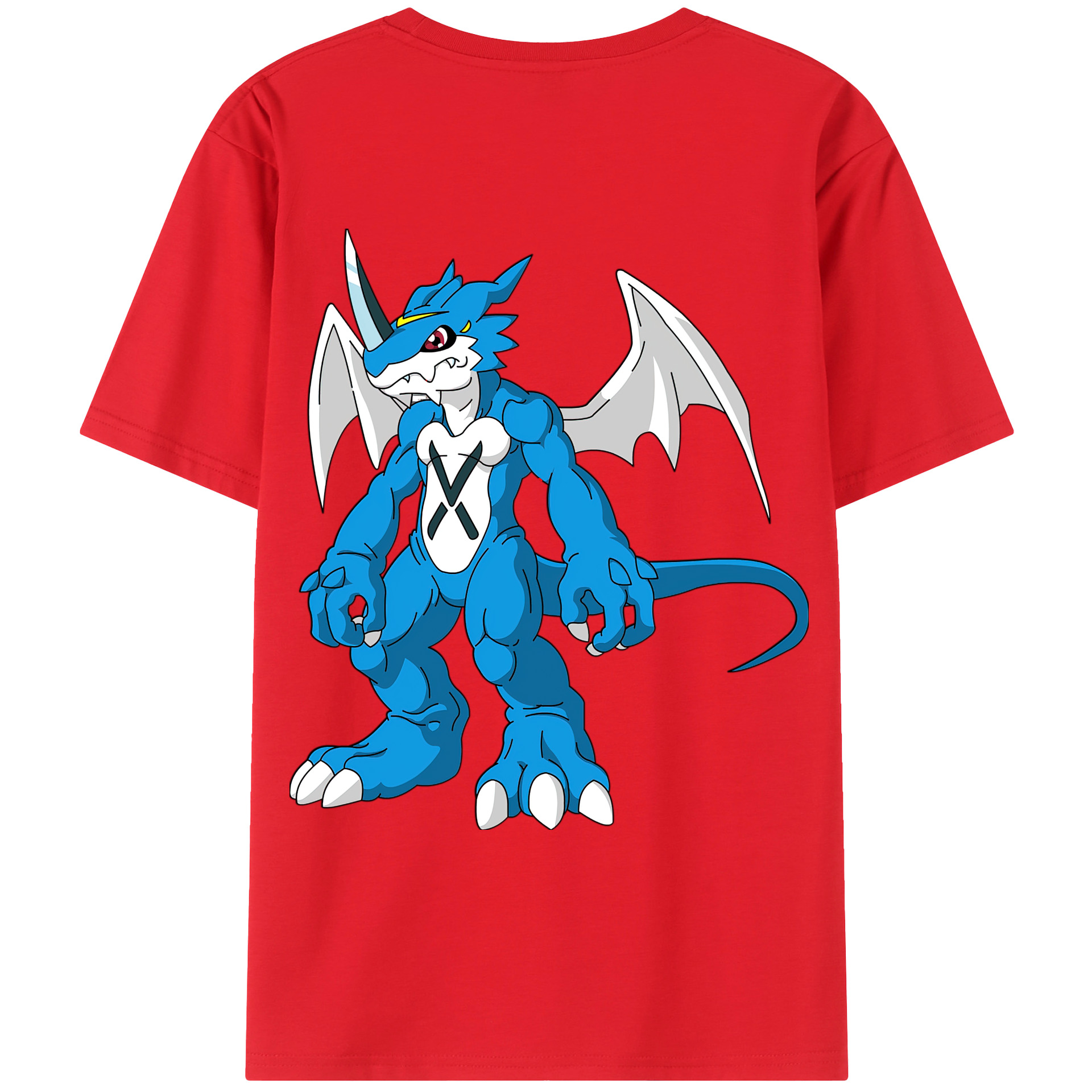 （画像用） Digimon デジタルモンスター/デジモン 綿100％ メンズ半袖Tシャツ（バックプリント） 通気性