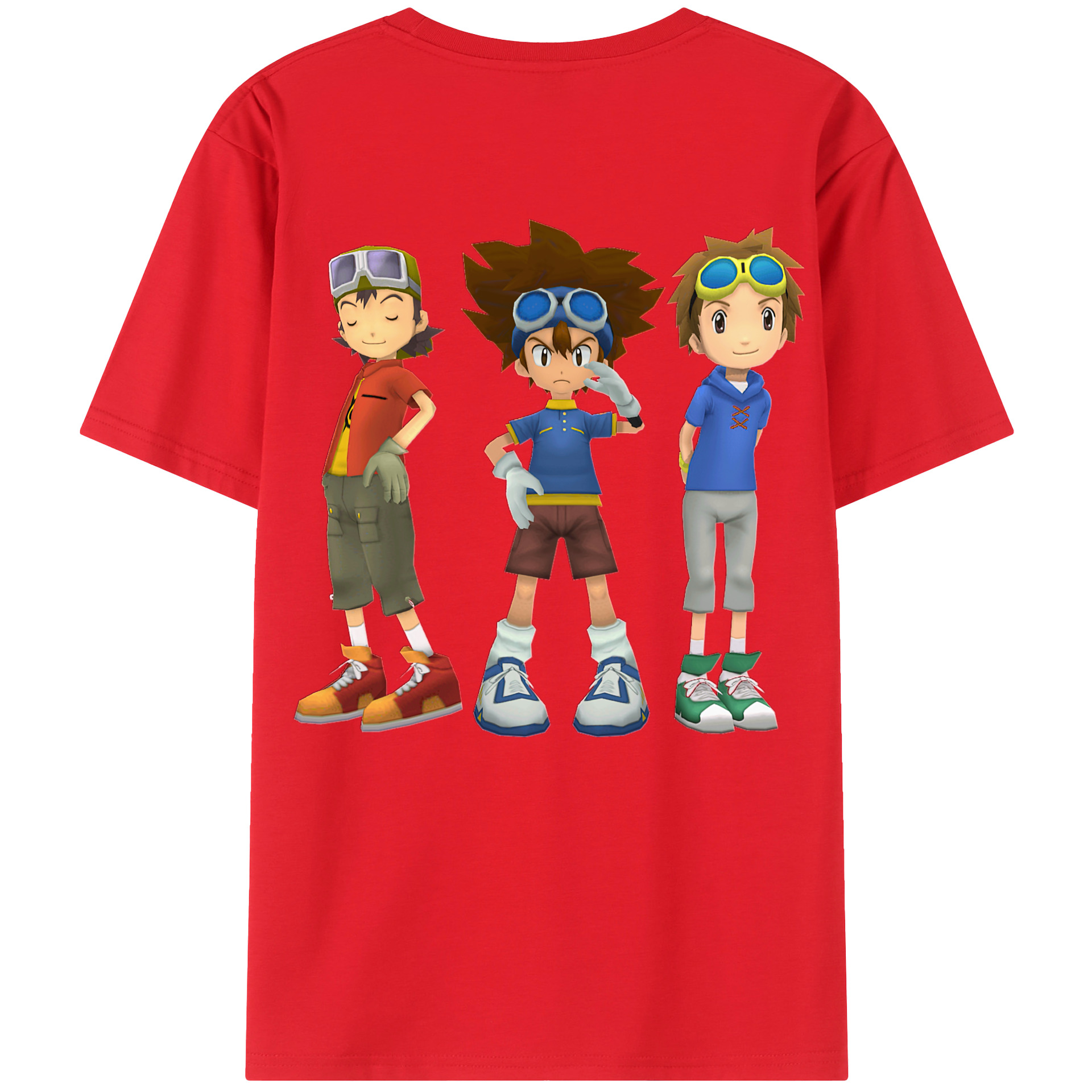 （画像用） Digimon デジタルモンスター/デジモン 綿100％ メンズ半袖Tシャツ（バックプリント） 通気性