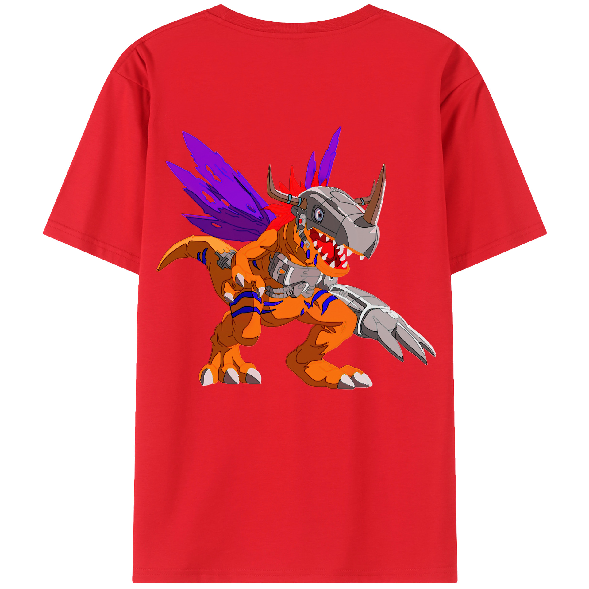 （画像用） Digimon デジタルモンスター/デジモン 綿100％ メンズ半袖Tシャツ（バックプリント） 通気性