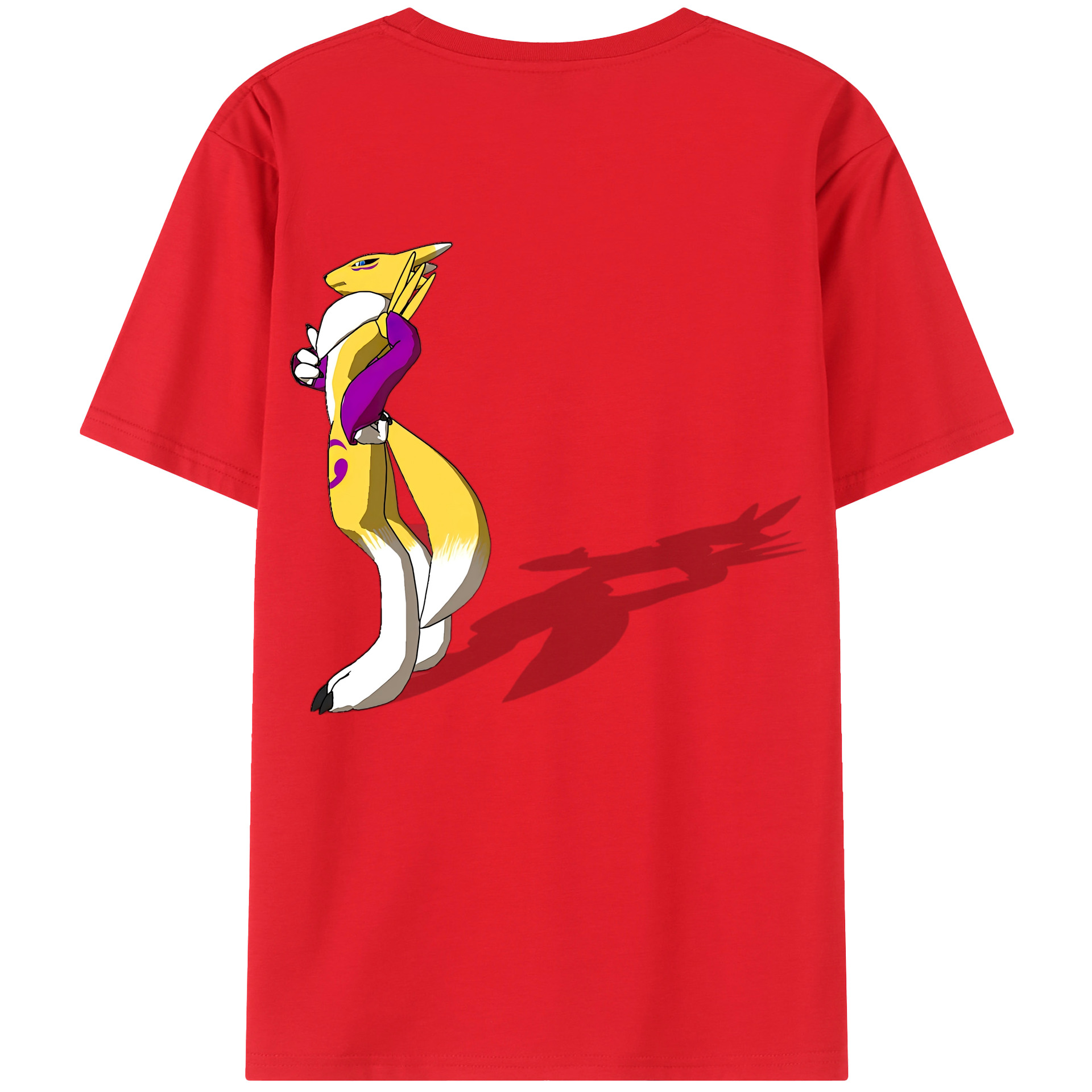 （画像用） Digimon デジタルモンスター/デジモン 綿100％ メンズ半袖Tシャツ（バックプリント） 通気性