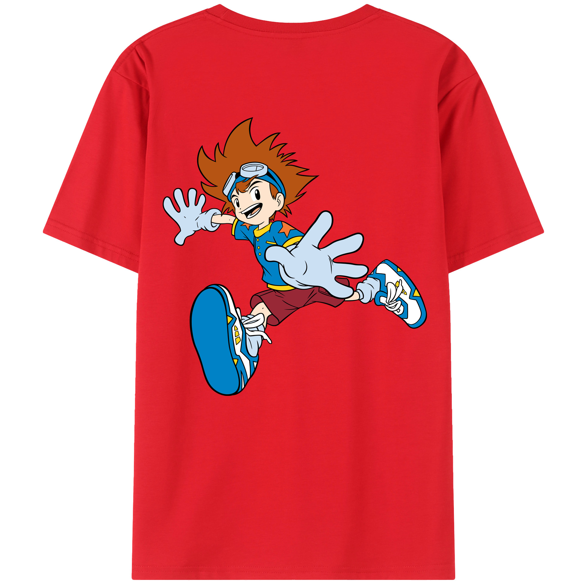 （画像用） Digimon デジタルモンスター/デジモン 綿100％ メンズ半袖Tシャツ（バックプリント） 通気性