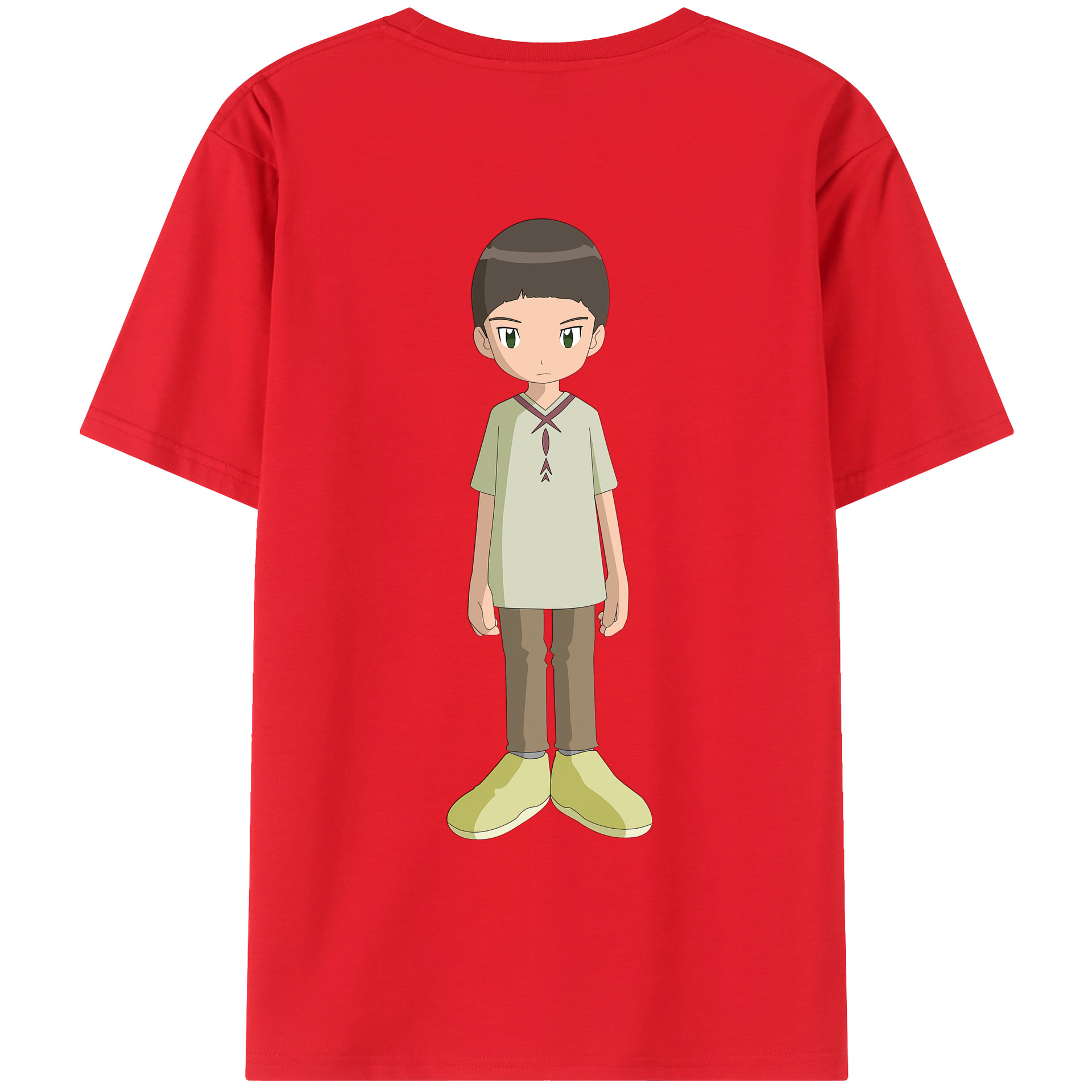 （画像用） Digimon デジタルモンスター/デジモン 綿100％ メンズ半袖Tシャツ（バックプリント） 通気性