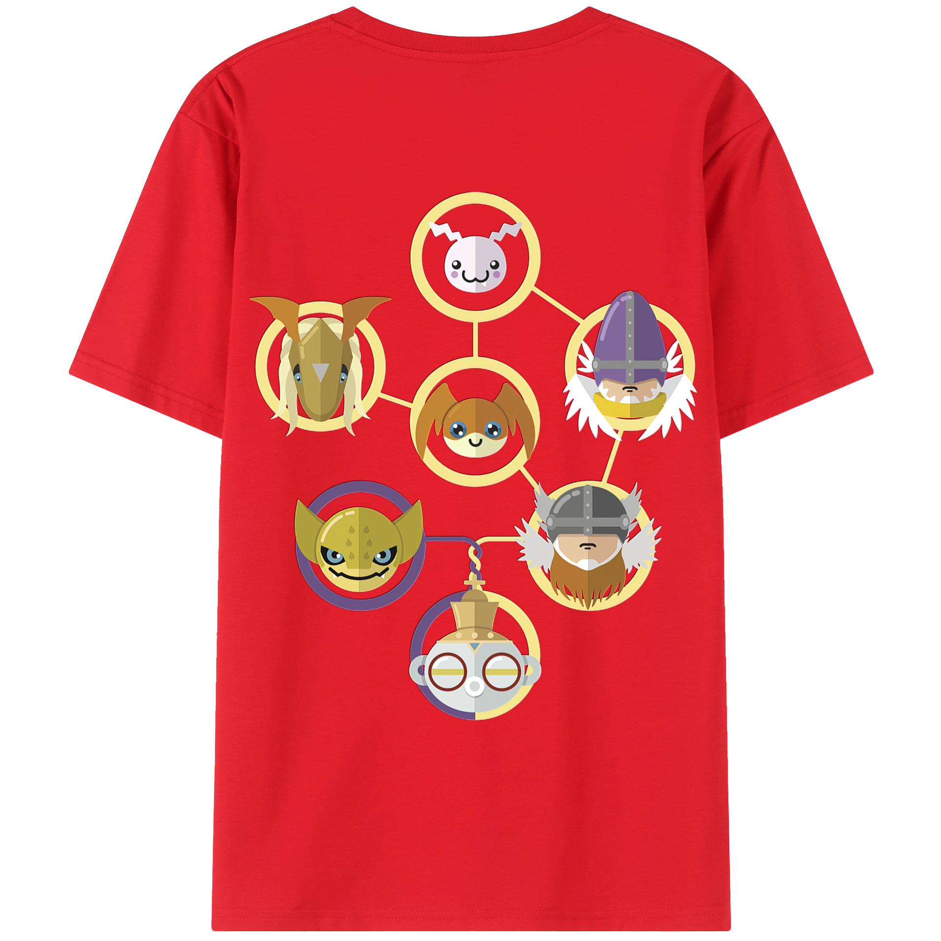 （画像用） Digimon デジタルモンスター/デジモン 綿100％ メンズ半袖Tシャツ（バックプリント） 通気性