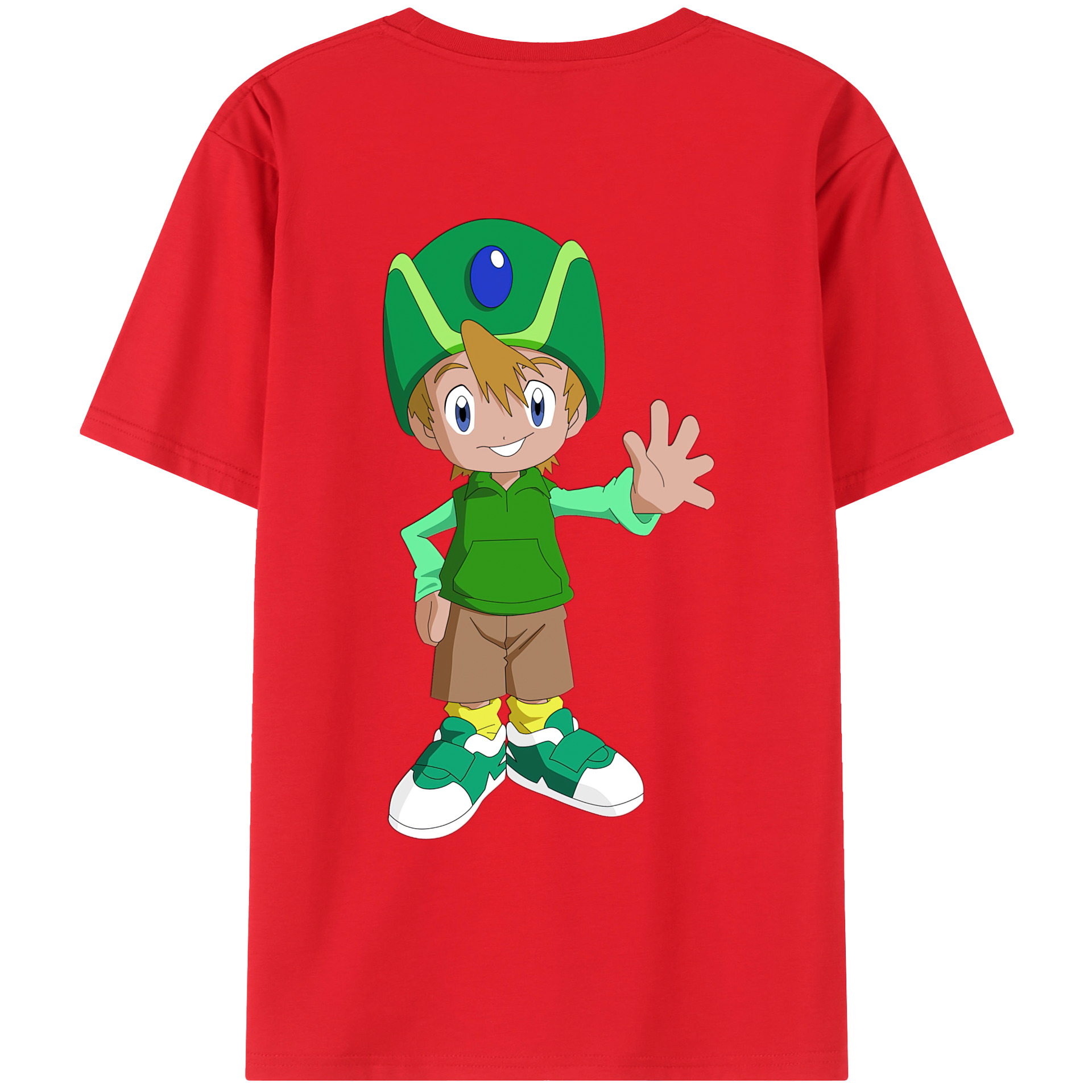 （画像用） Digimon デジタルモンスター/デジモン 綿100％ メンズ半袖Tシャツ（バックプリント） 通気性