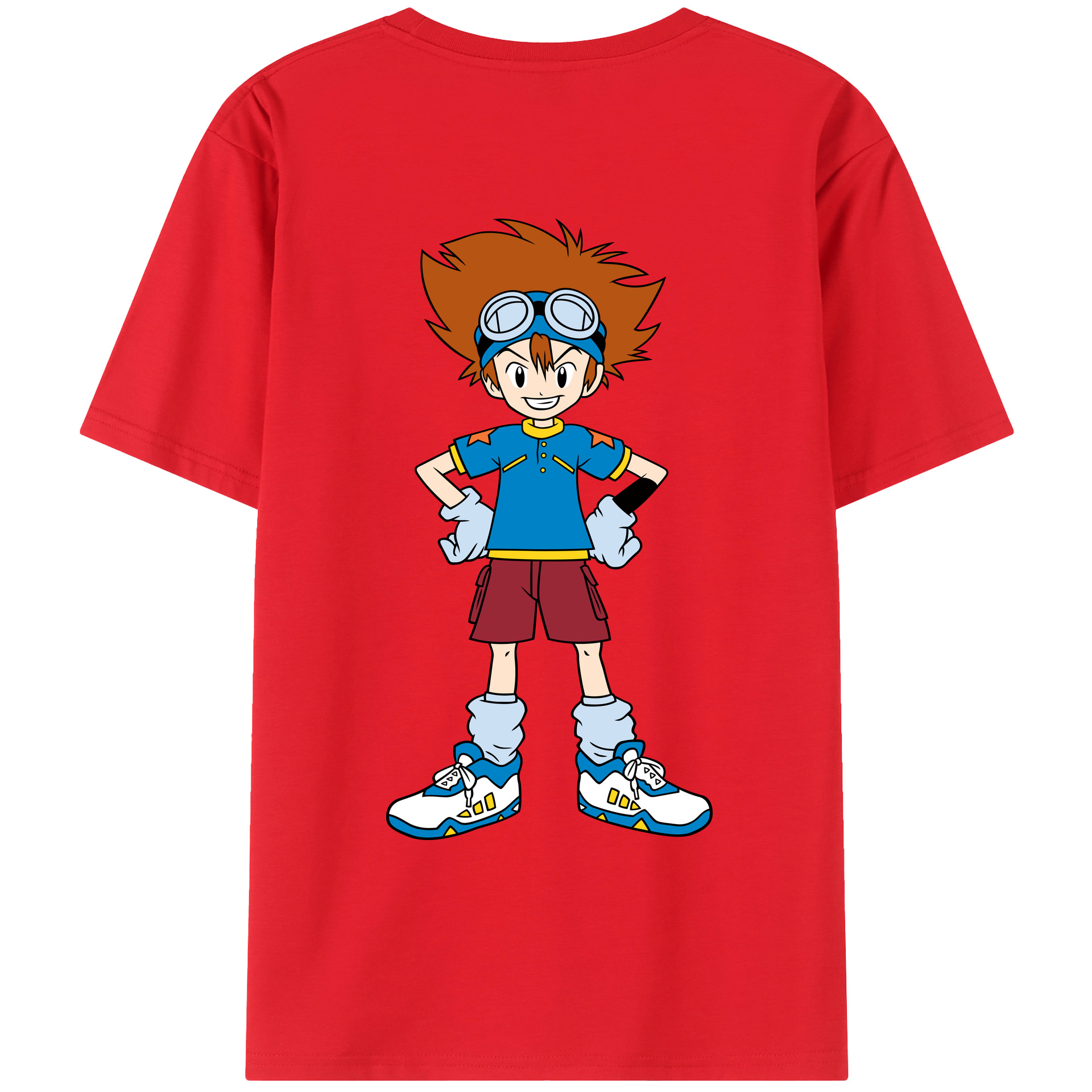 （画像用） Digimon デジタルモンスター/デジモン 綿100％ メンズ半袖Tシャツ（バックプリント） 通気性