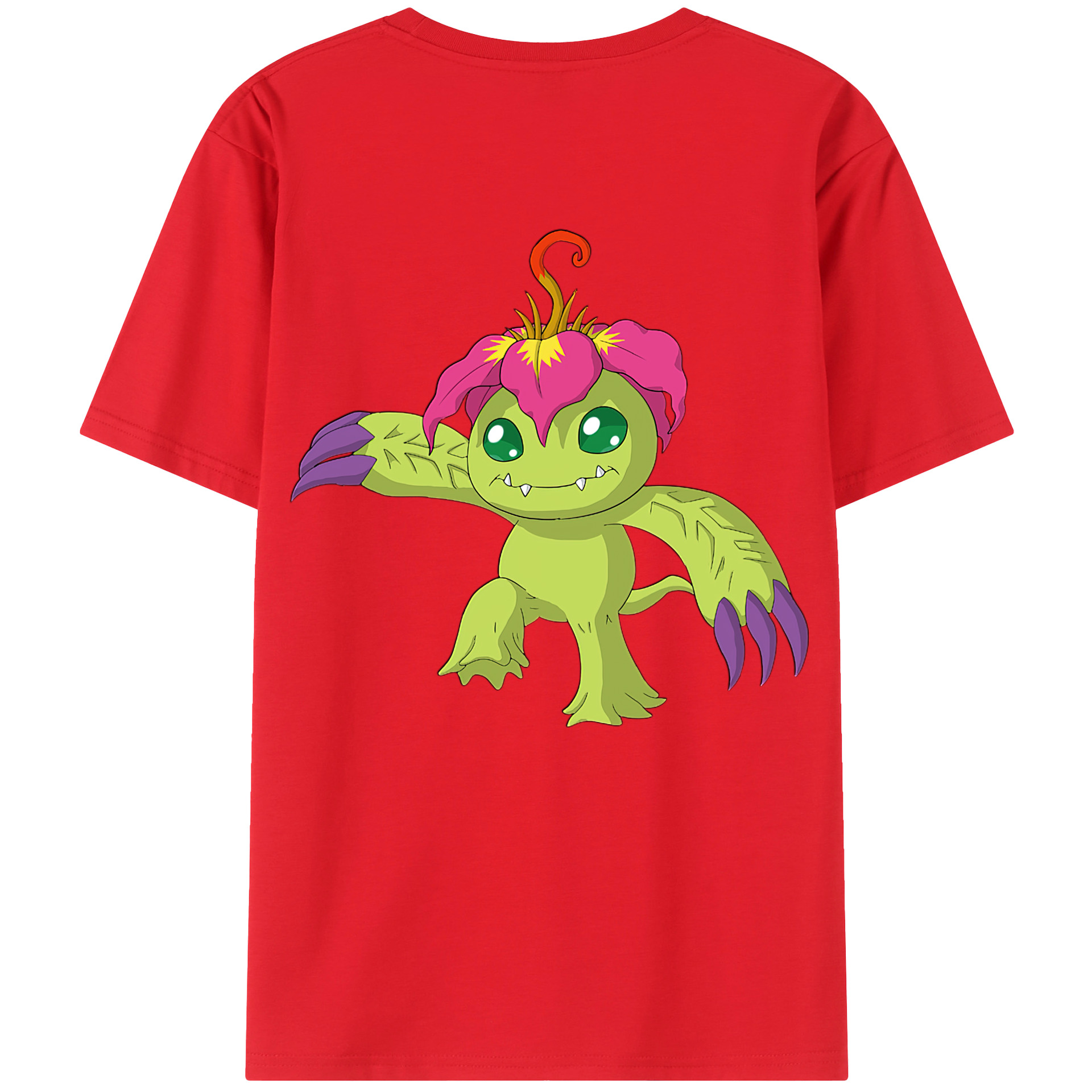 （画像用） Digimon デジタルモンスター/デジモン 綿100％ メンズ半袖Tシャツ（バックプリント） 通気性
