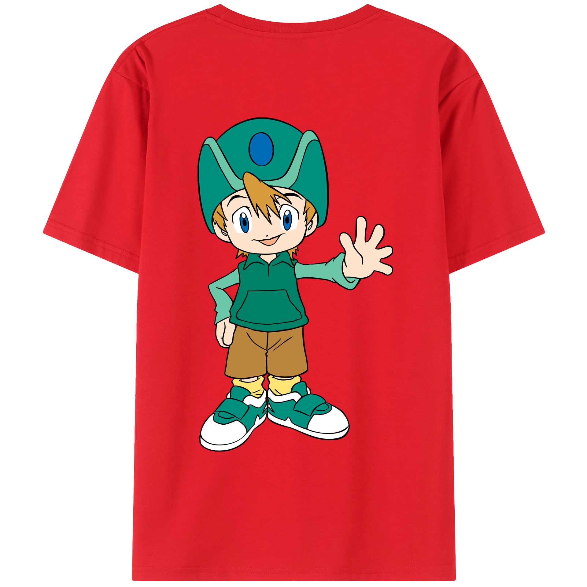 （画像用） Digimon デジタルモンスター/デジモン 綿100％ メンズ半袖Tシャツ（バックプリント） 通気性