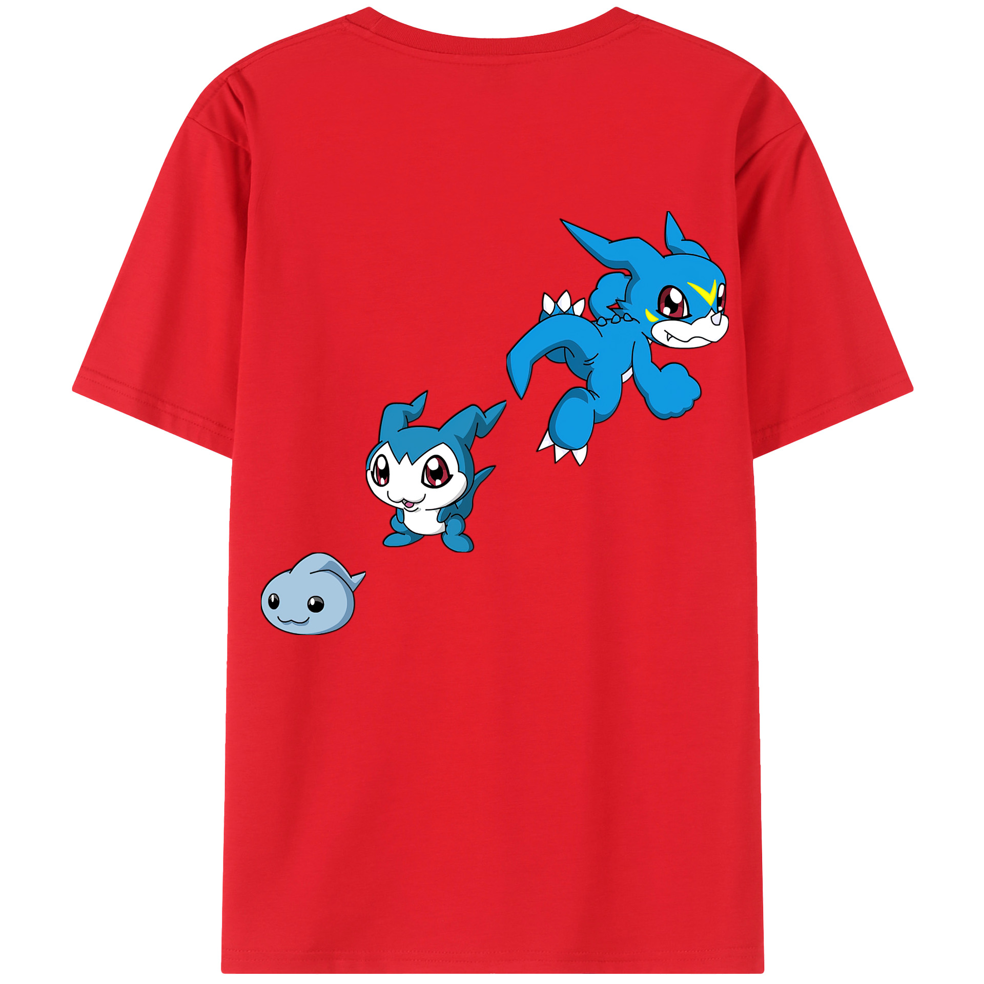 （画像用） Digimon デジタルモンスター/デジモン 綿100％ メンズ半袖Tシャツ（バックプリント） 通気性