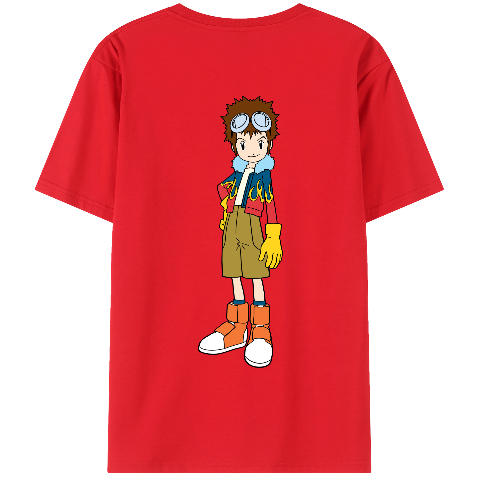 （画像用） Digimon デジタルモンスター/デジモン 綿100％ メンズ半袖Tシャツ（バックプリント） 通気性