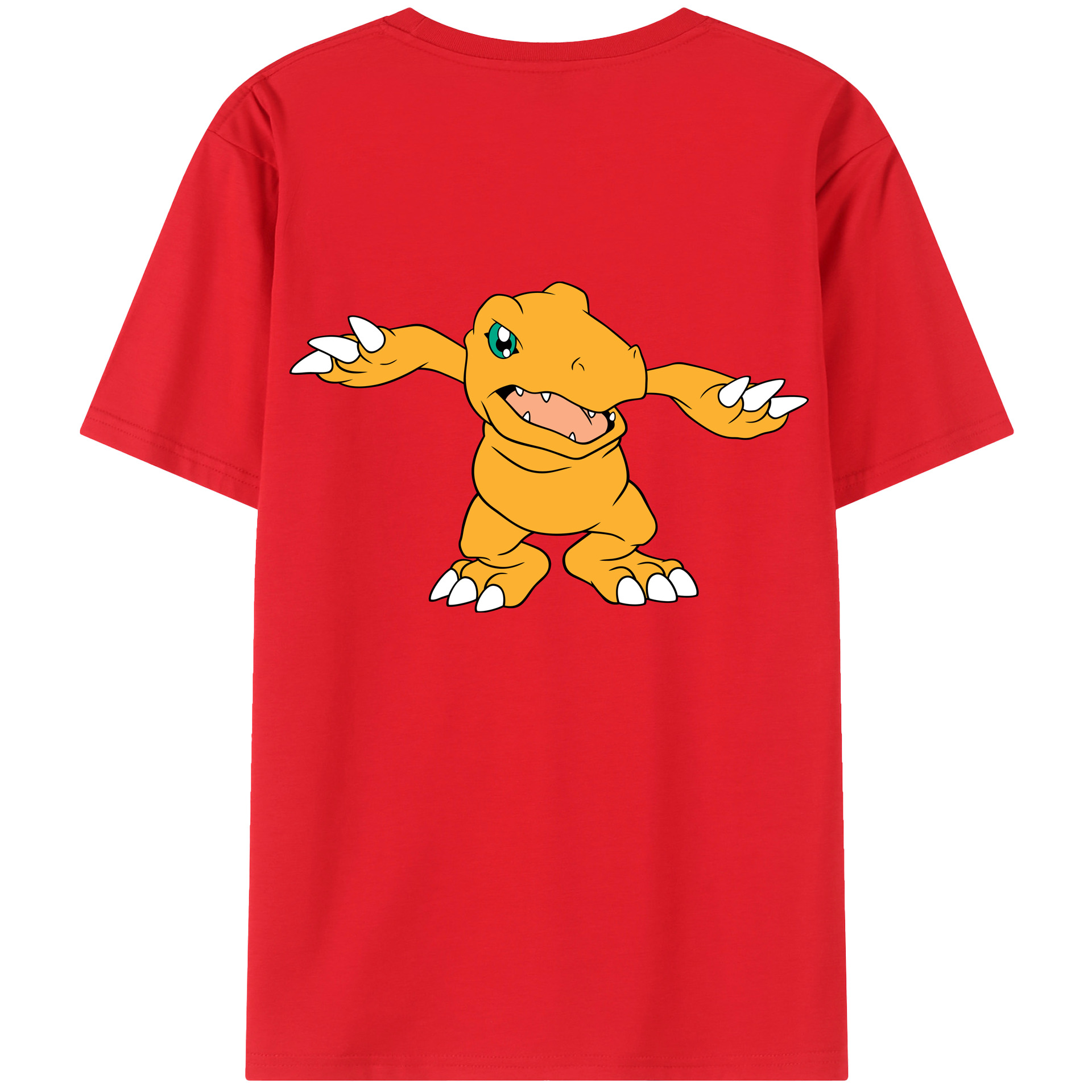 （画像用） Digimon デジタルモンスター/デジモン 綿100％ メンズ半袖Tシャツ（バックプリント） 通気性