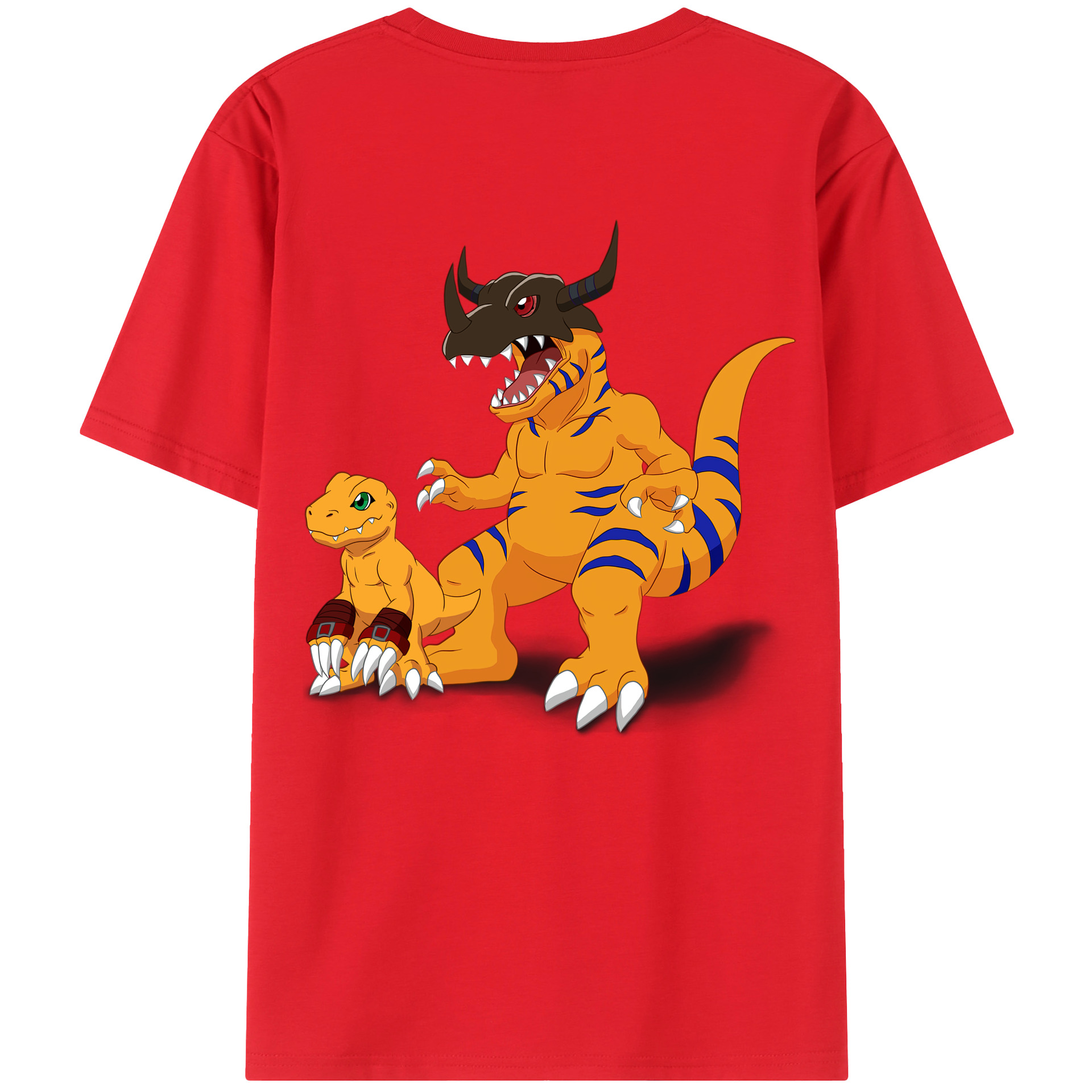 （画像用） Digimon デジタルモンスター/デジモン 綿100％ メンズ半袖Tシャツ（バックプリント） 通気性