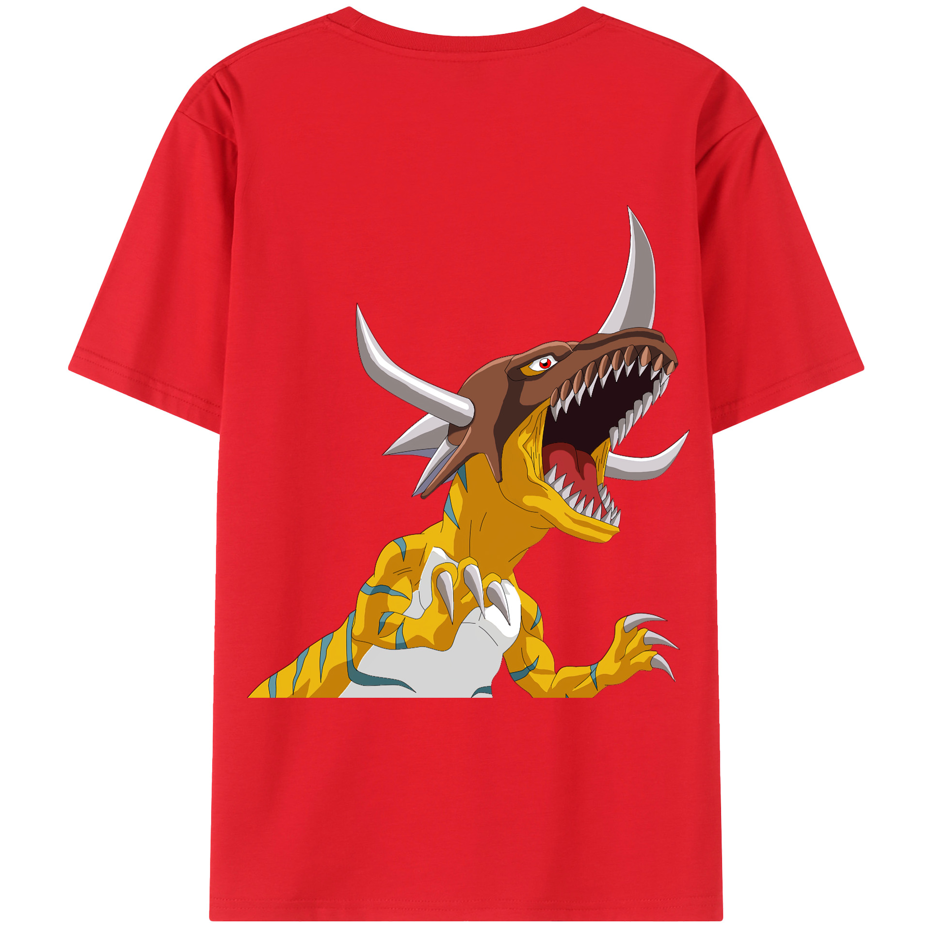 （画像用） Digimon デジタルモンスター/デジモン 綿100％ メンズ半袖Tシャツ（バックプリント） 通気性